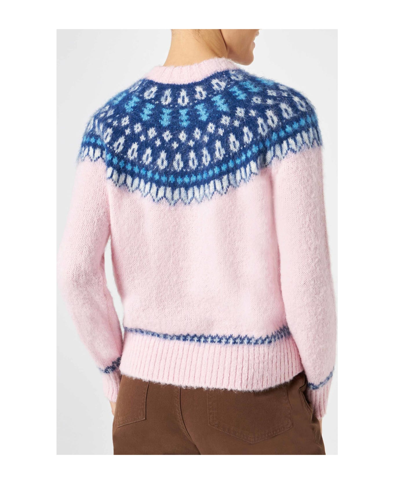 MC2 Saint Barth Woman Pink Crewneck Nordic Jacquard Sweater - PINK