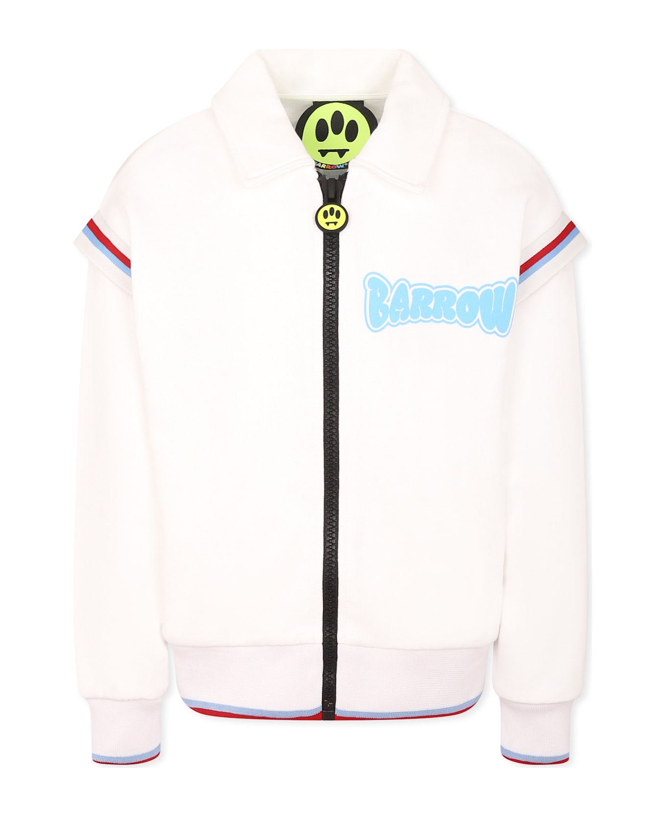 Barrow White Bomber Jacket For Girl With Logo - White