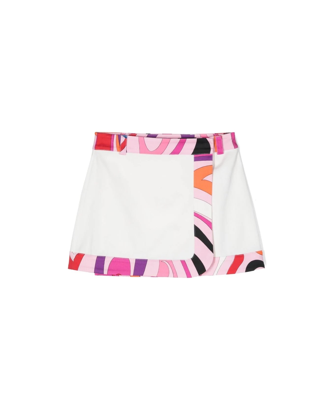 Pucci White Wrap Mini Skirt With Iride Border - White