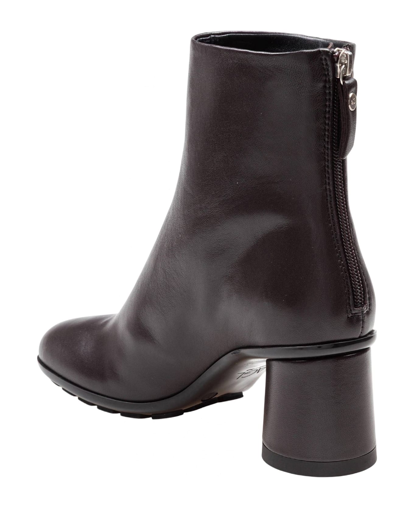 AGL Softy Curvy Leather Ankle Boots In Dark Brown - Brown ブーツ