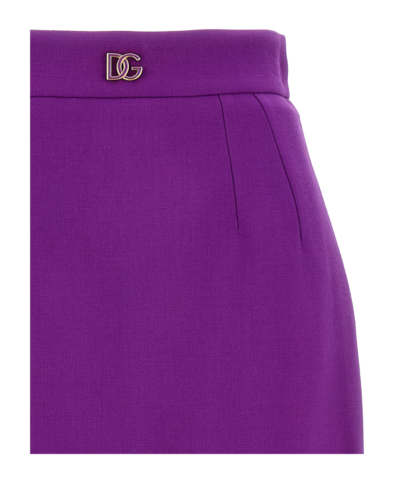 Dolce 
Gabbana Metallic Logo Skirt - Purple