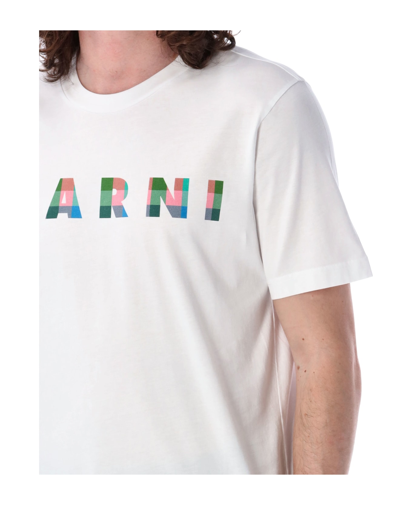 Marni T-shirt With Print Logo - LILY WHITE シャツ