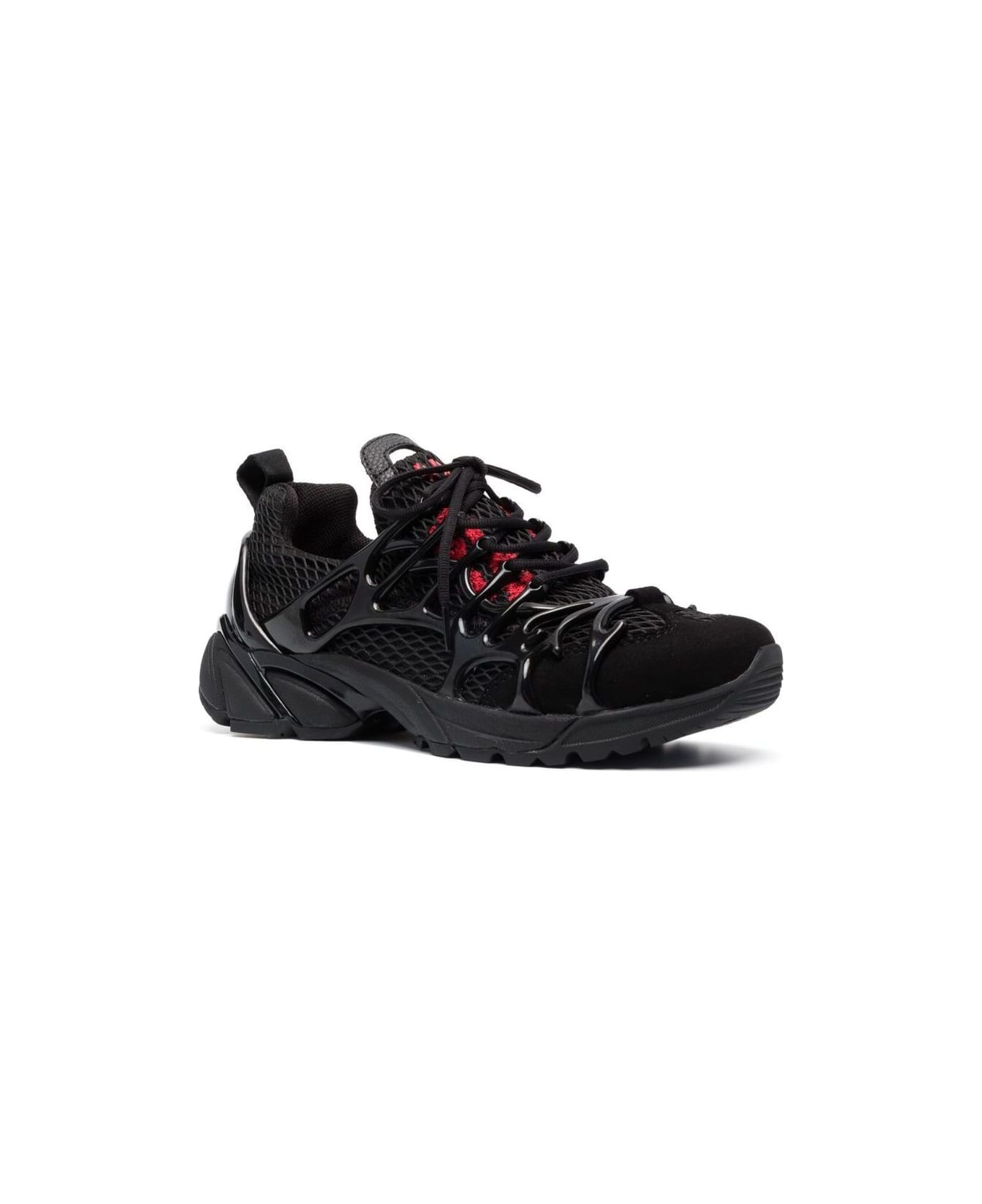 44 Label Group Black Low Top Sneakers With Mesh Panelling In Polyamide Man 44 Label Group - Black