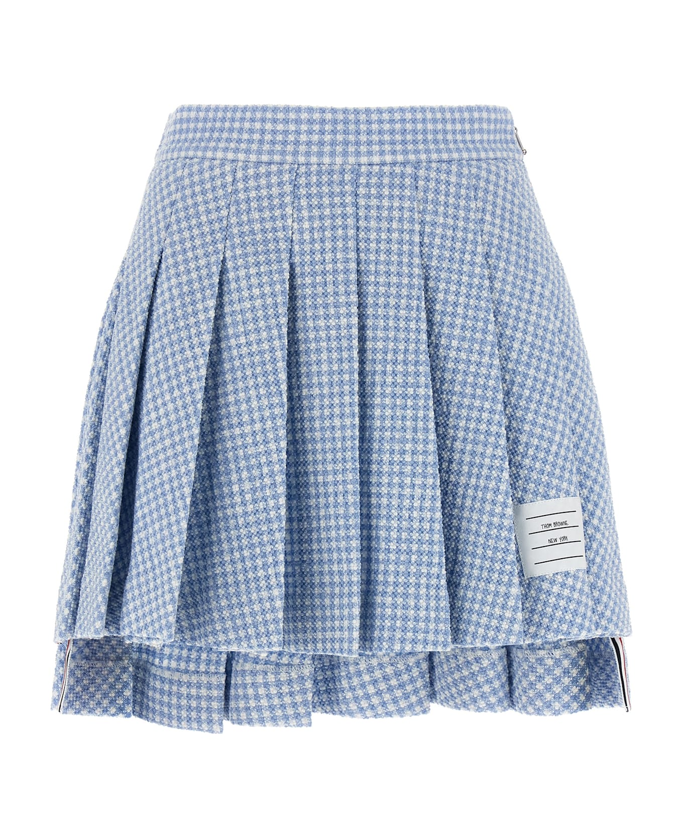 Thom Browne Pleated Tweed Skirt - Light Blue