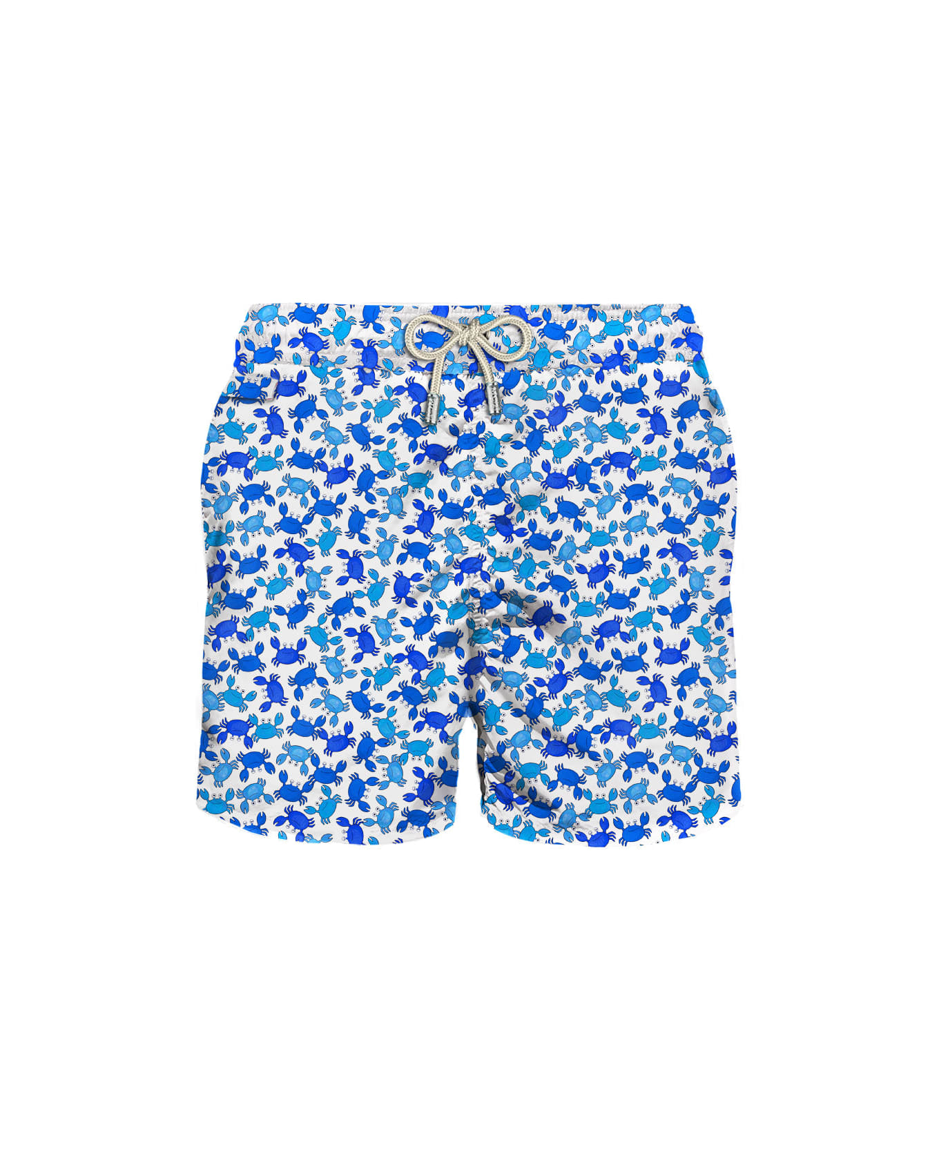 MC2 Saint Barth Man Light Fabric Swim Shorts With Crab Print - WHITE