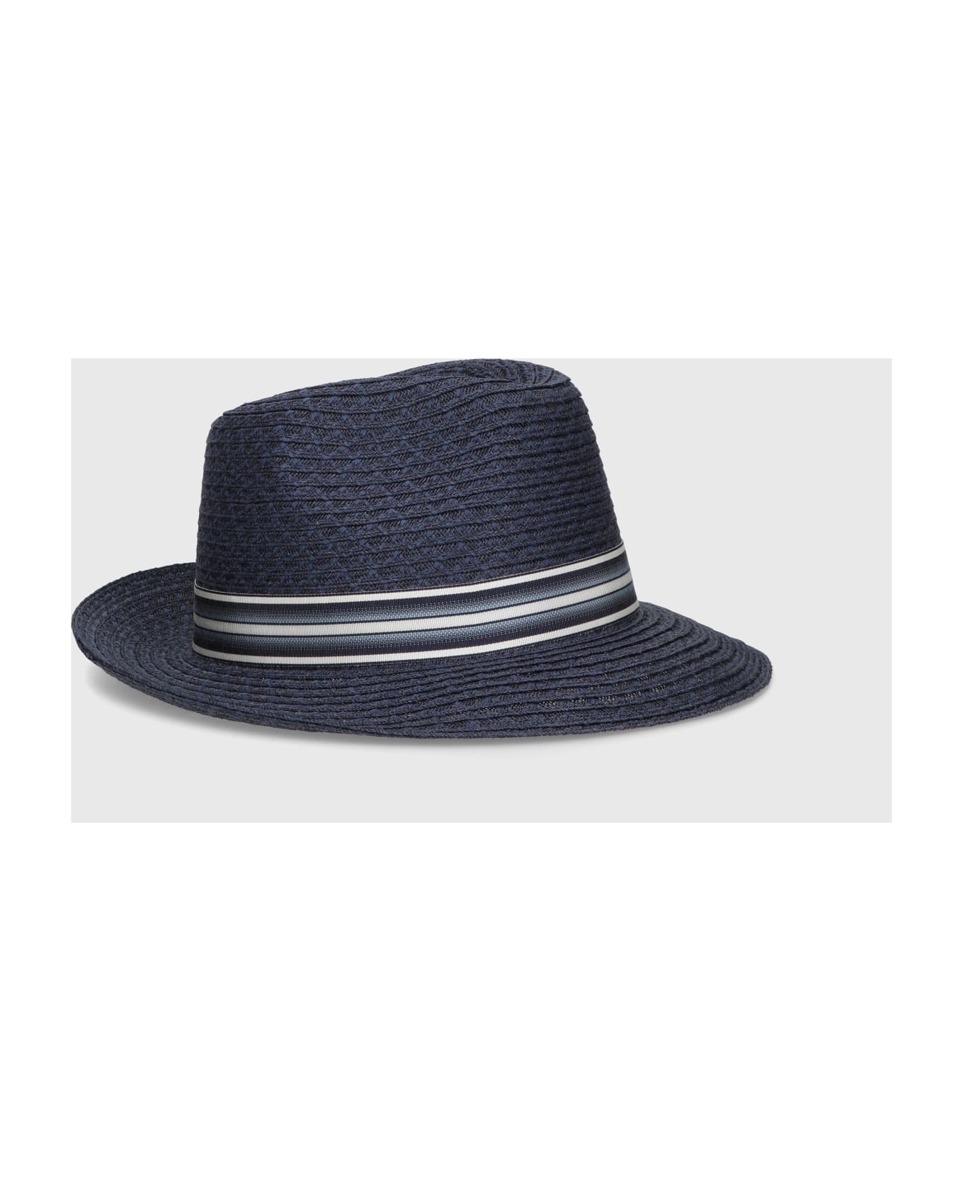 Borsalino Edward Braided Cotton Hemp - NAVY BLUE, BLUE/WHITE HAT BAND