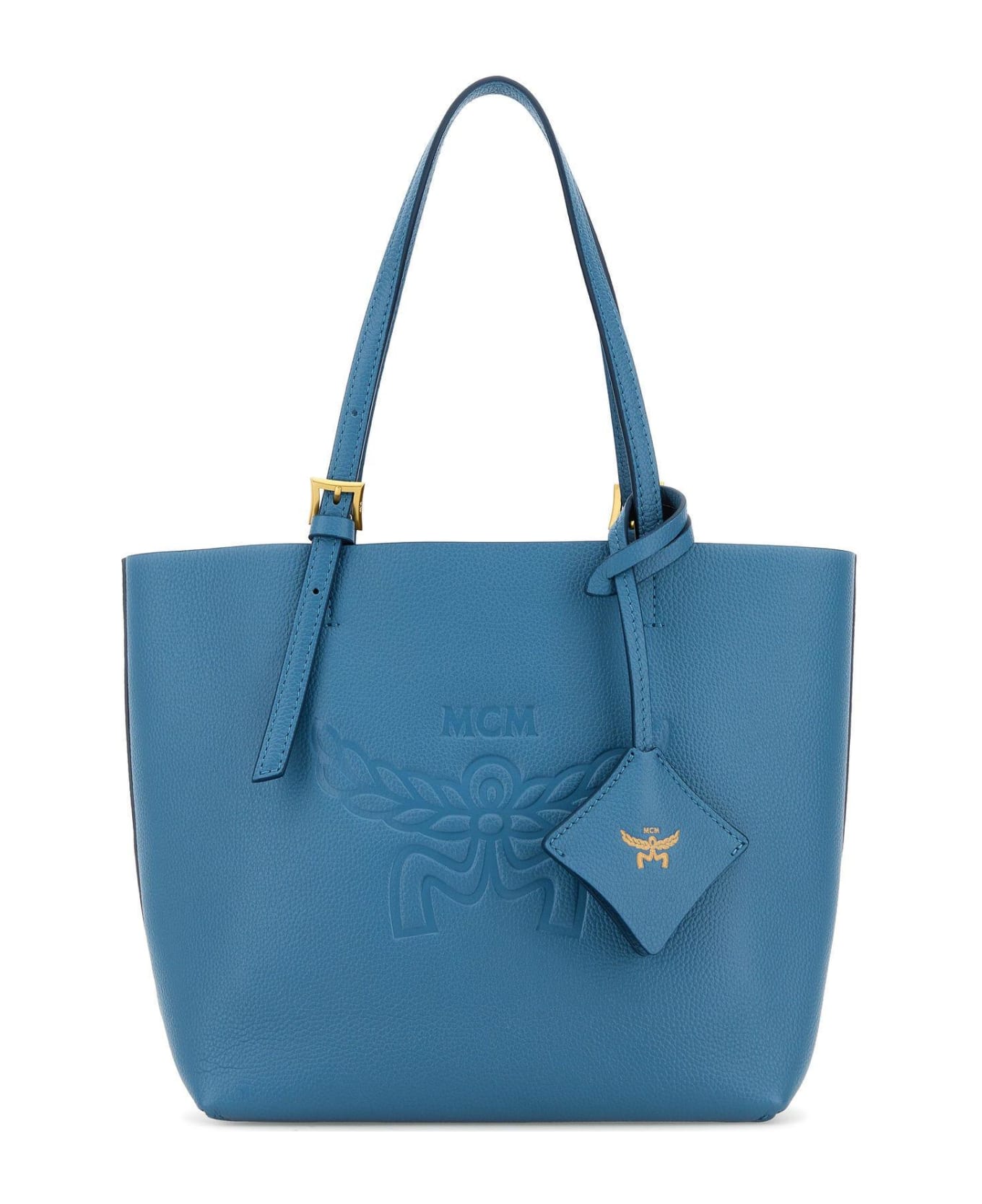 MCM Turquoise Leather Mini Himmel Shopping Bag - BLUE