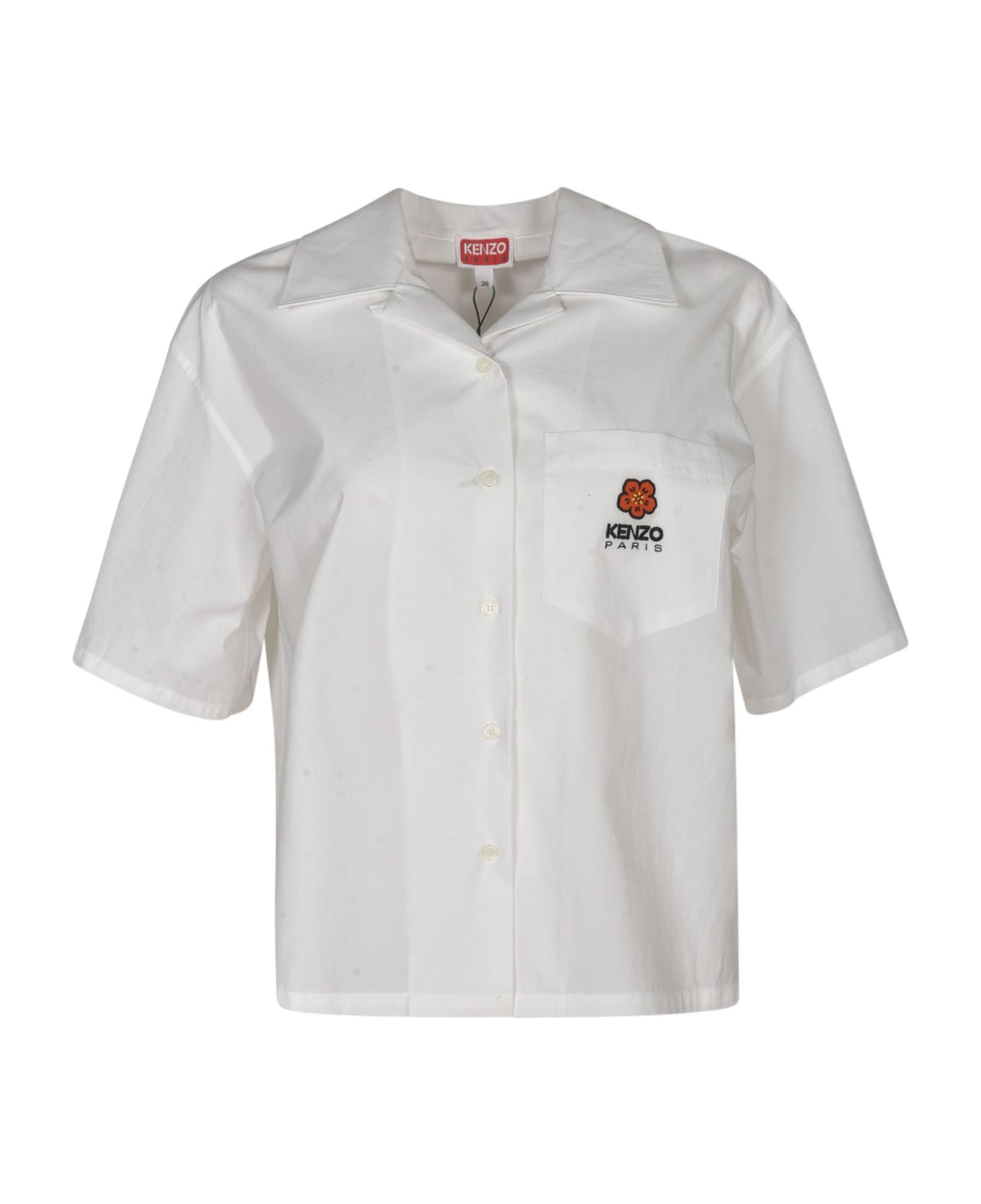 Kenzo Boke Cropped Hawaiian Shirt - White