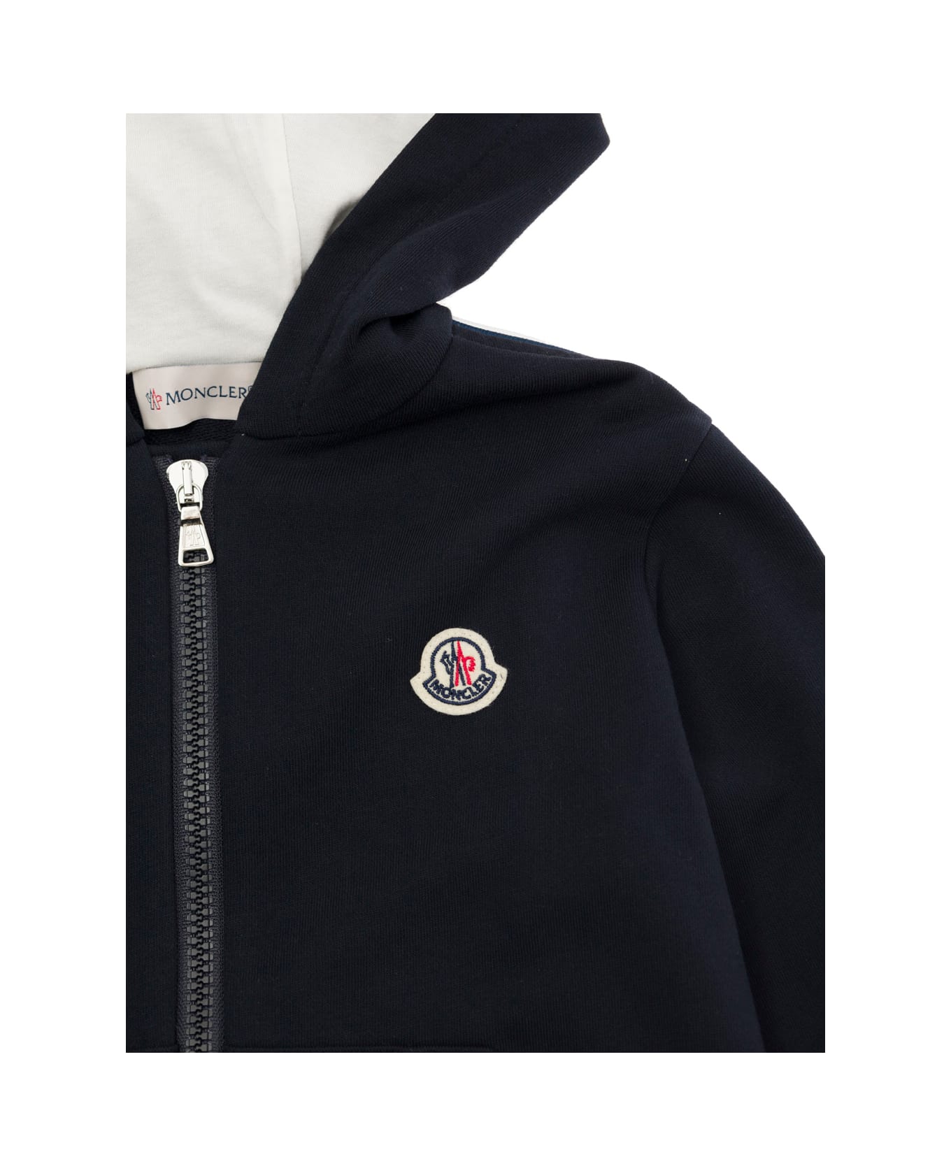 Moncler Blue Hooded Sweatshirt With Side Stripes In Cotton Boy - Blu