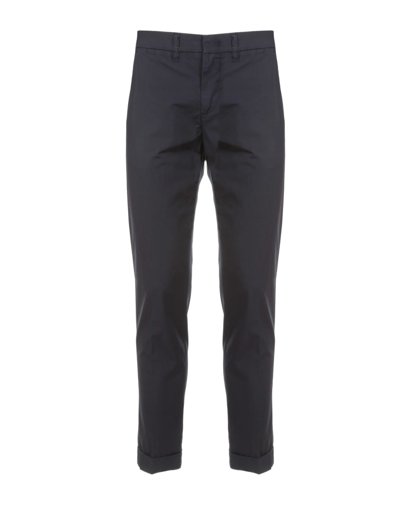 Fay Blue Cotton Stretch Trousers - NAVY