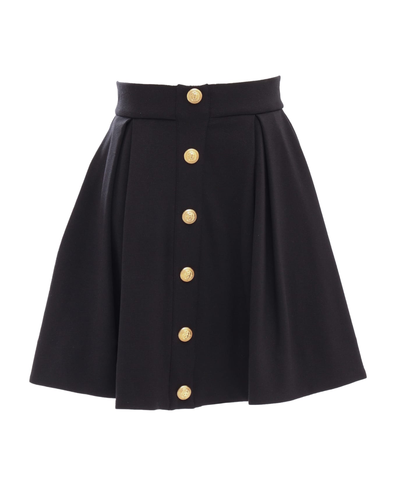 Balmain Logo Buttons Embellished Skirt - BLACK
