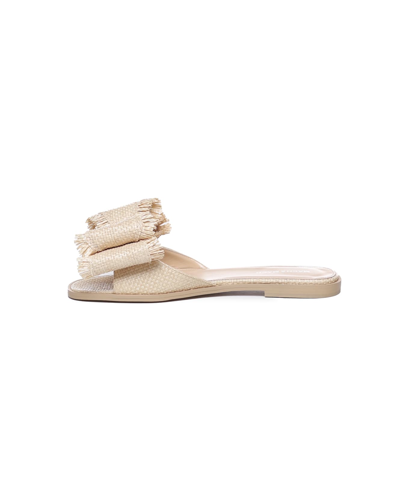 Mach & Mach Flat Sandal In Rope And Leather - Beige
