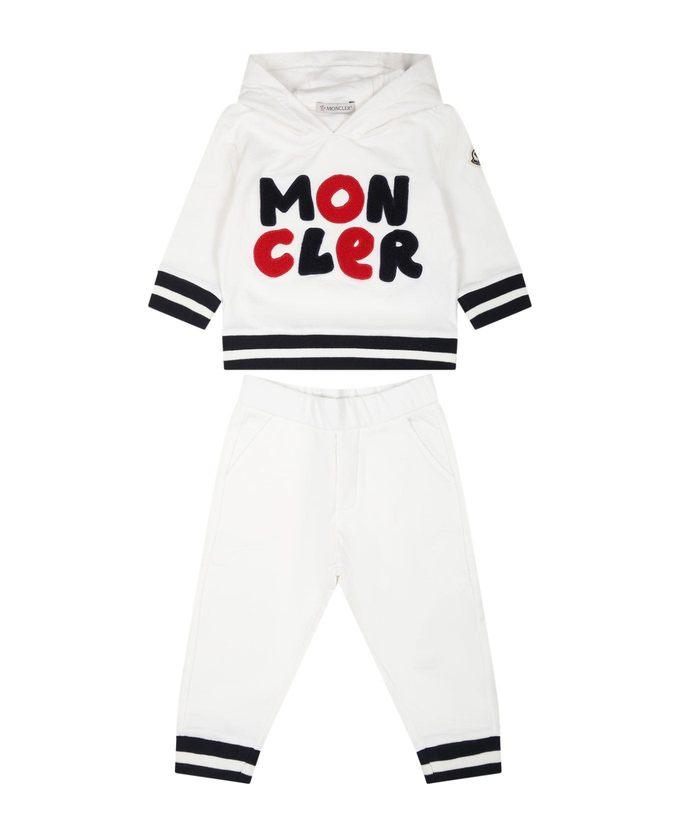 Moncler White Set For Baby Boy With Logo - White