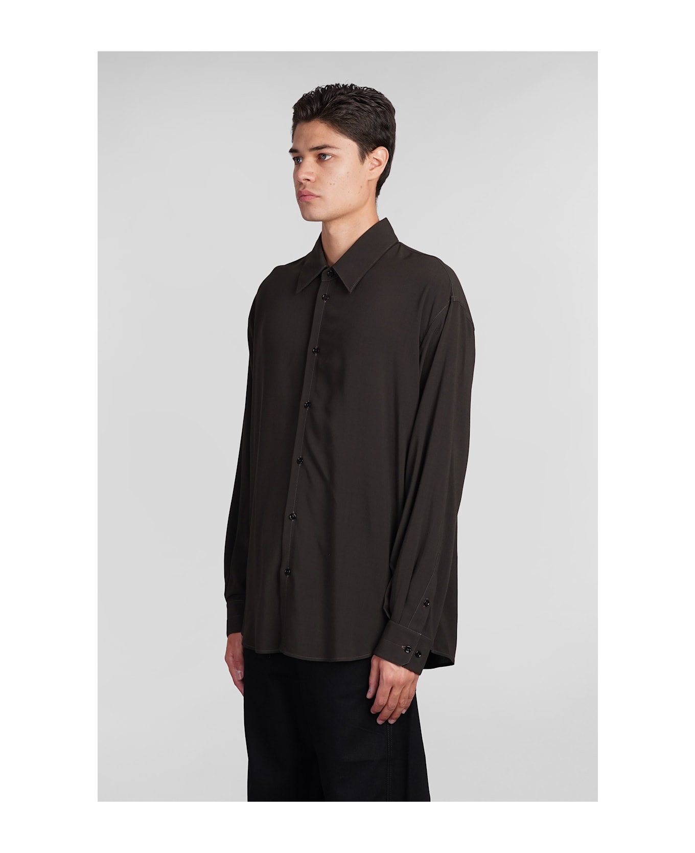 Lemaire Shirt In Brown Viscose - brown