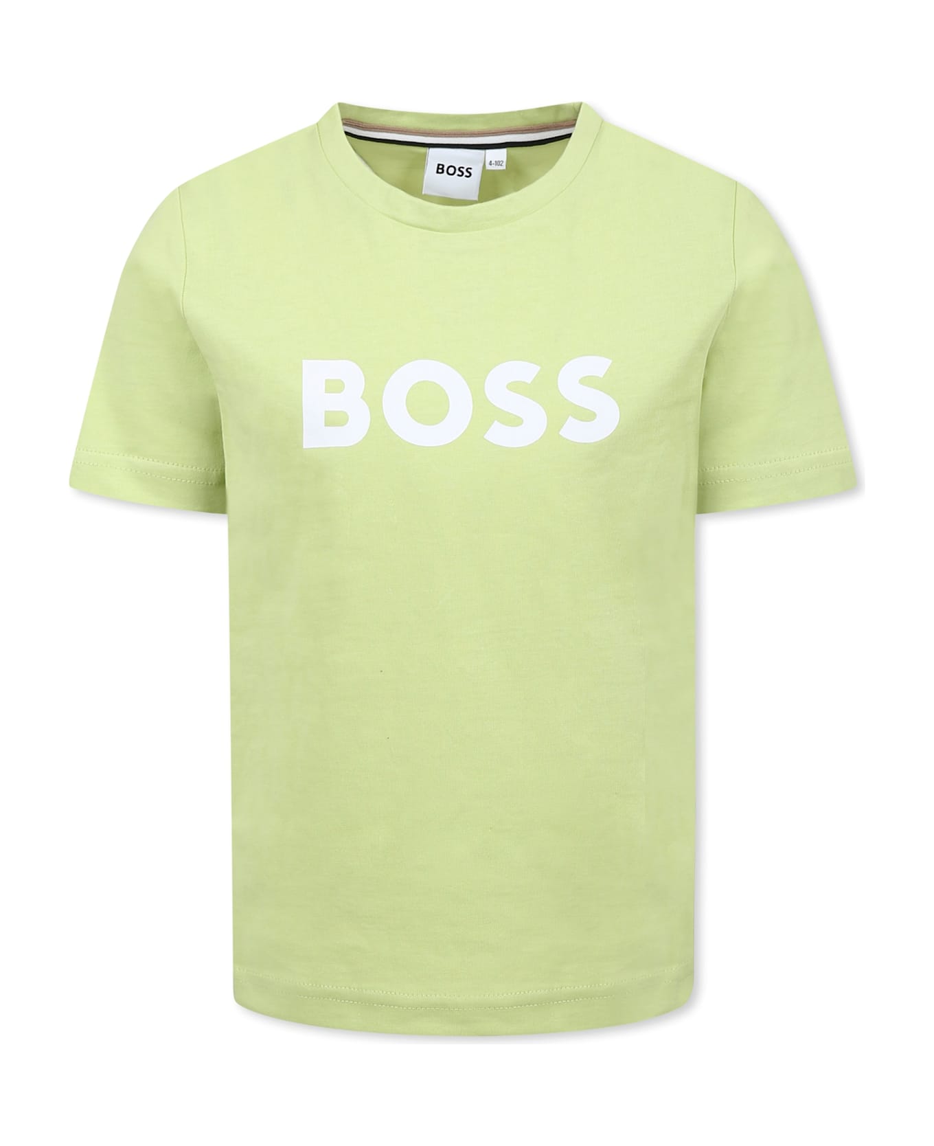 Hugo Boss Green T-shirt For Boy With Logo - Green