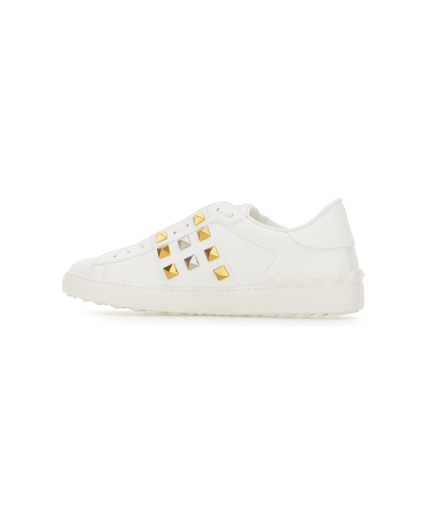 Valentino Garavani White Leather Rockstud Sneakers - Bianco