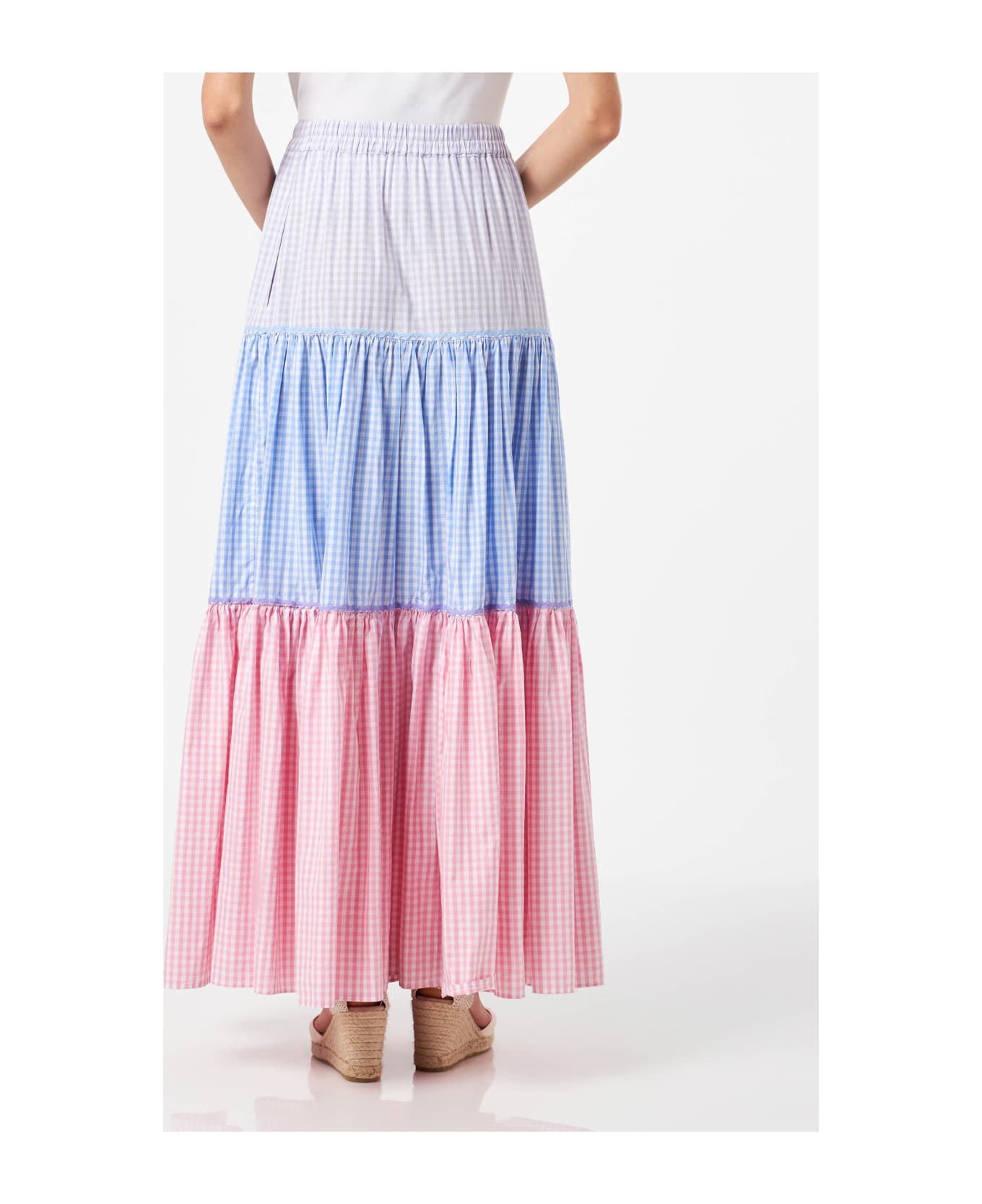 MC2 Saint Barth Gingham Print Cotton Skirt - MULTICOLOR