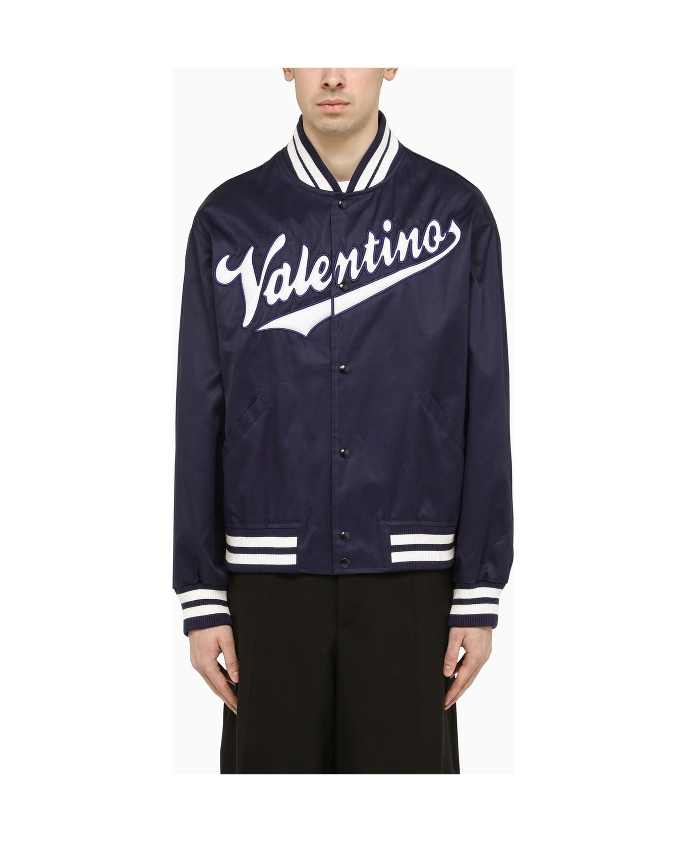 Valentino Indigo Cotton Bomber Jacket