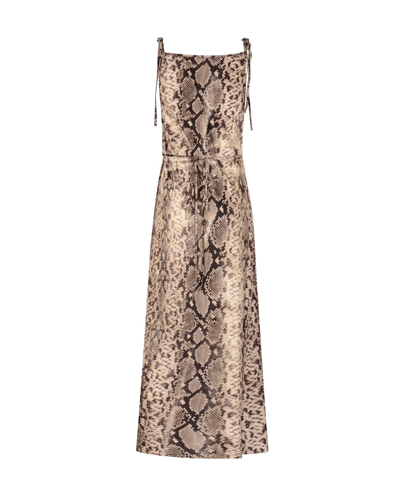 Acne Studios Satin Python Printed Dress - Brown