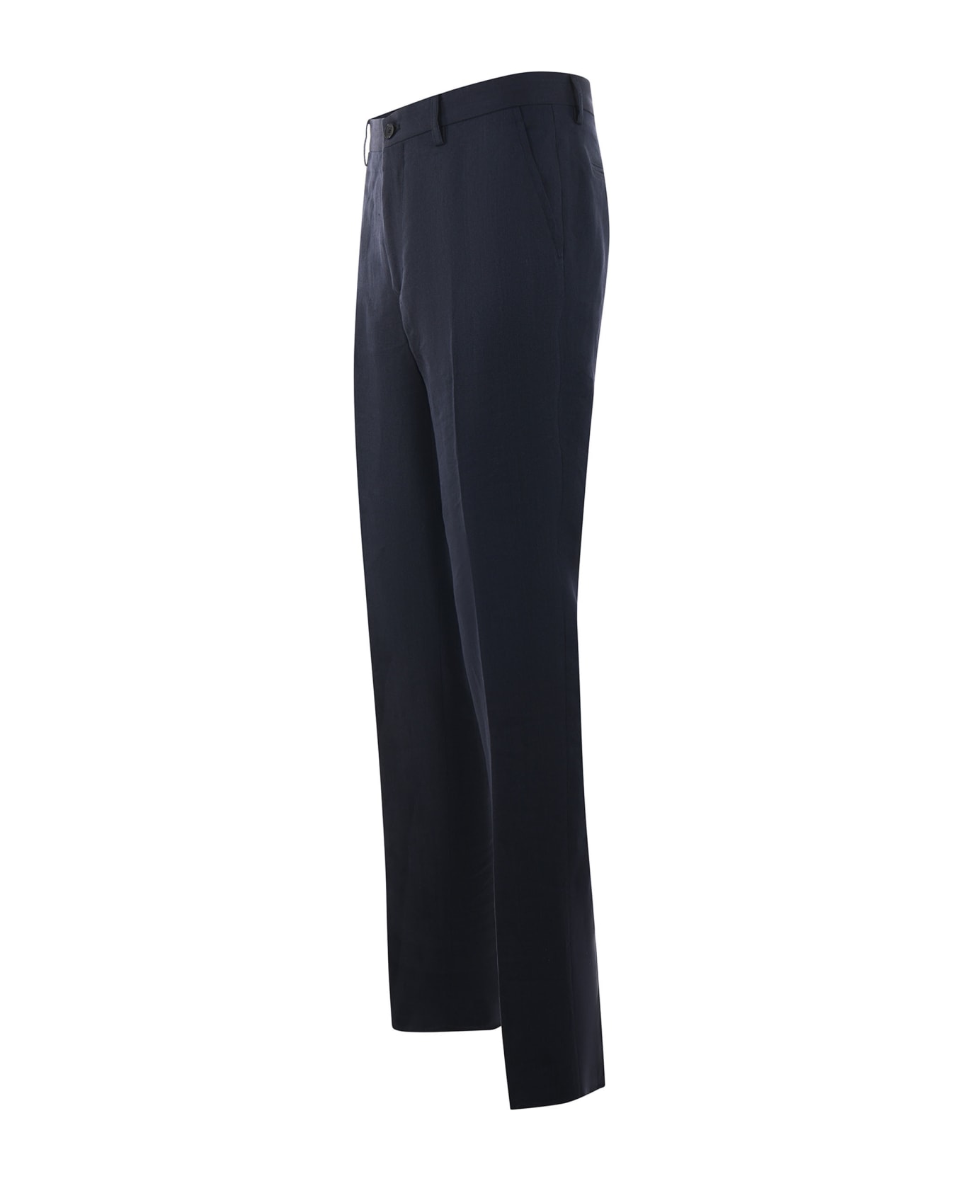 Etro Linen Pleat-front Trousers - Blu scuro