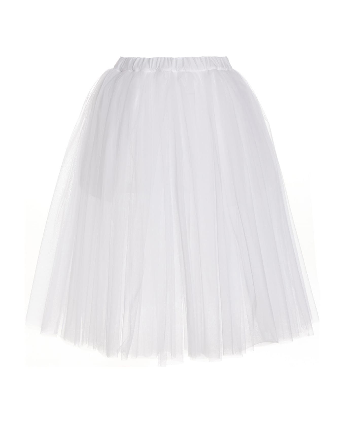 Black Comme des Garçons Tulle Midi Skirt - White