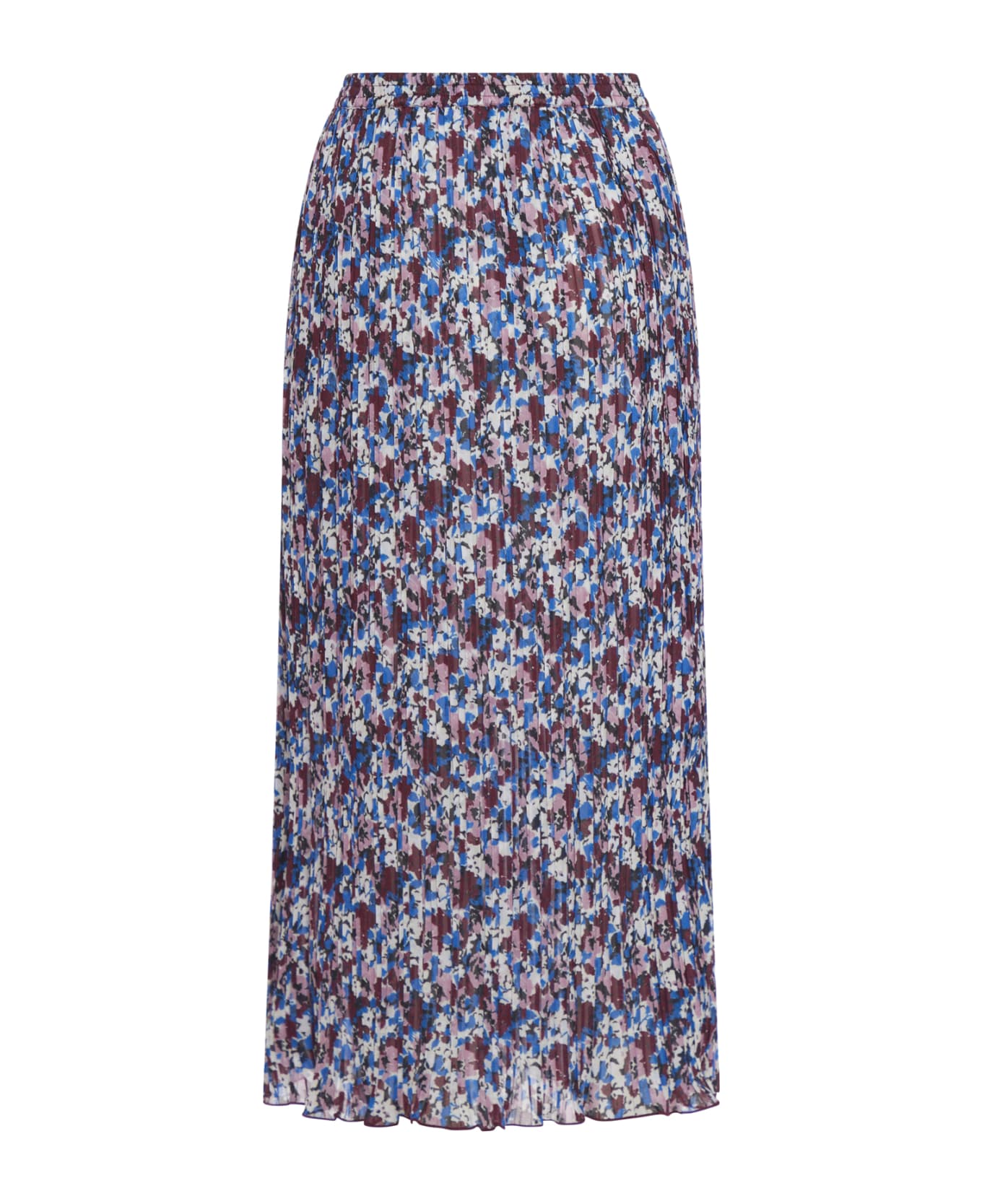 Ganni Pleated Georgette Midi Flounce Skirt - Multicolour