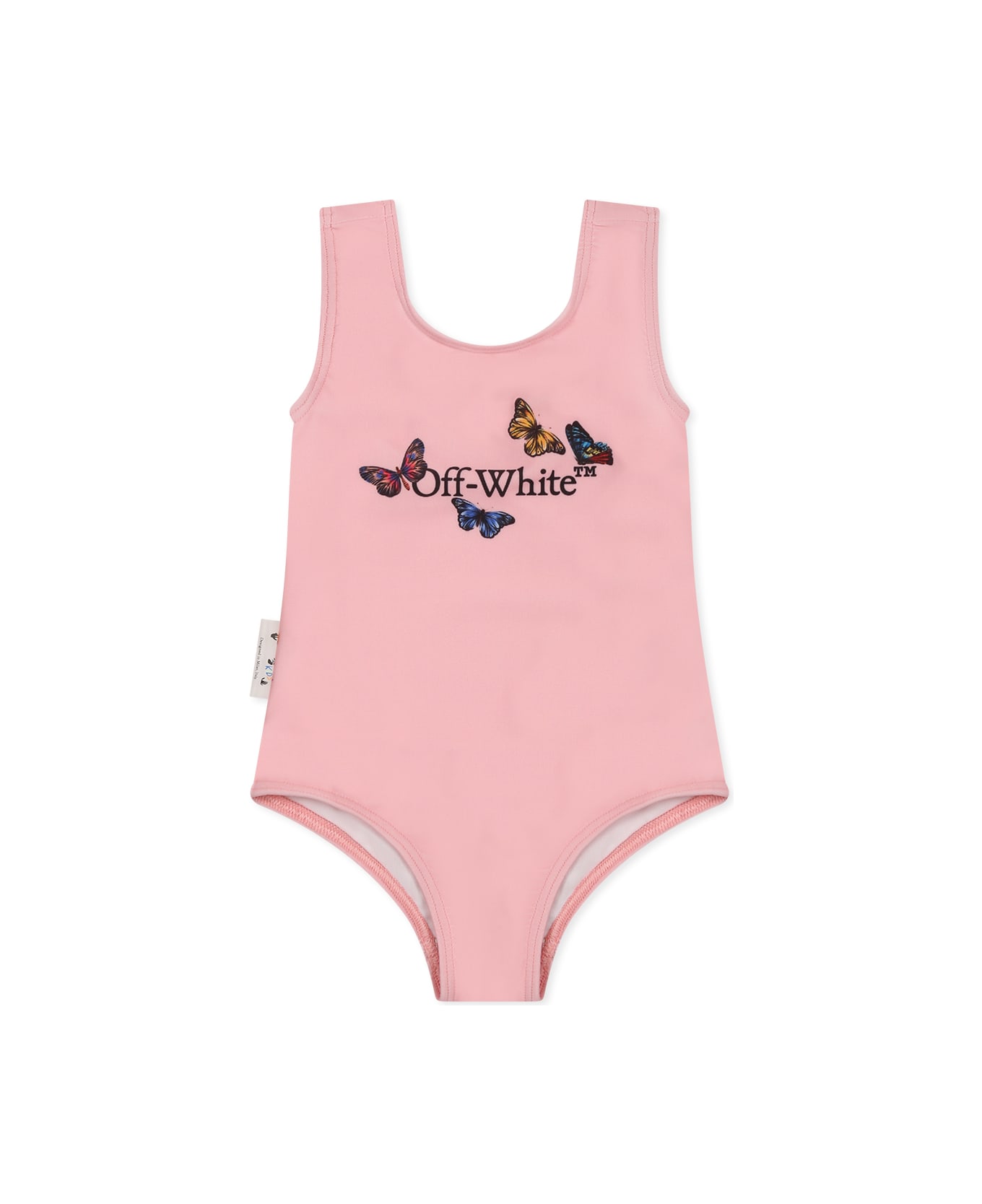 Off-White Pink Swimsuit For Baby Girl With Logo - Pink