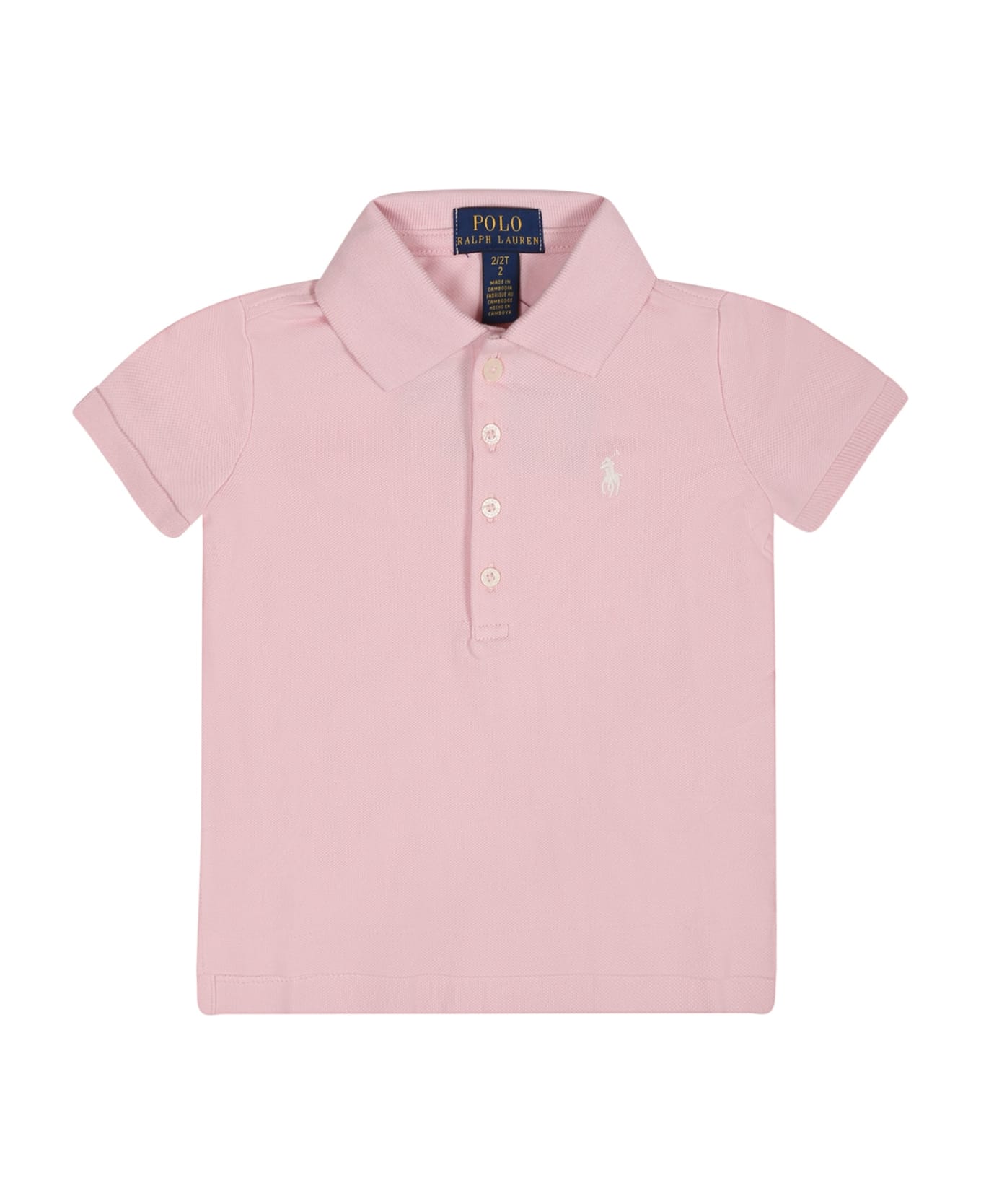 Ralph Lauren Pink Polo For Baby Girl With Pony - Pink