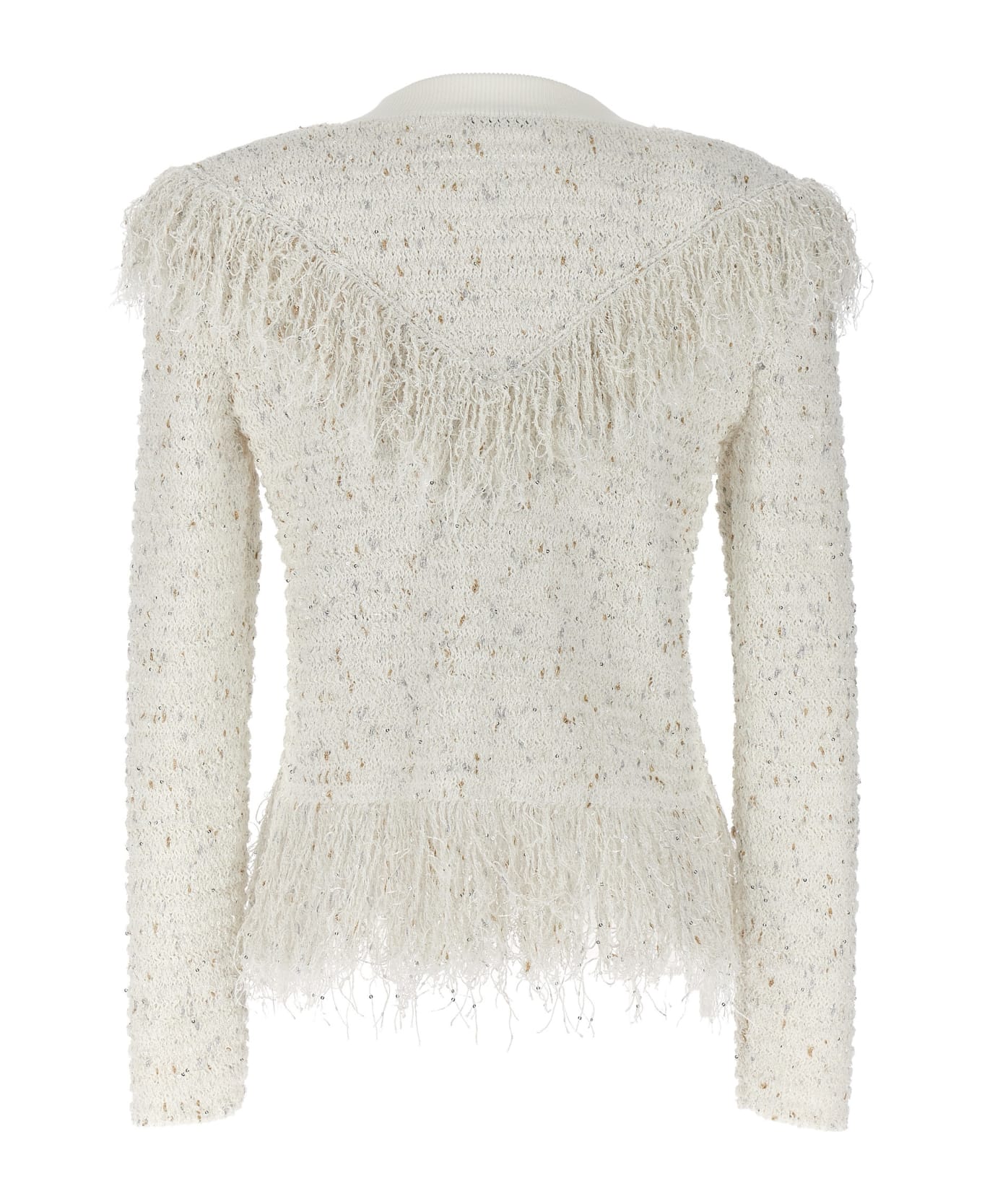 Balmain Fringed Tweed Jacket - White