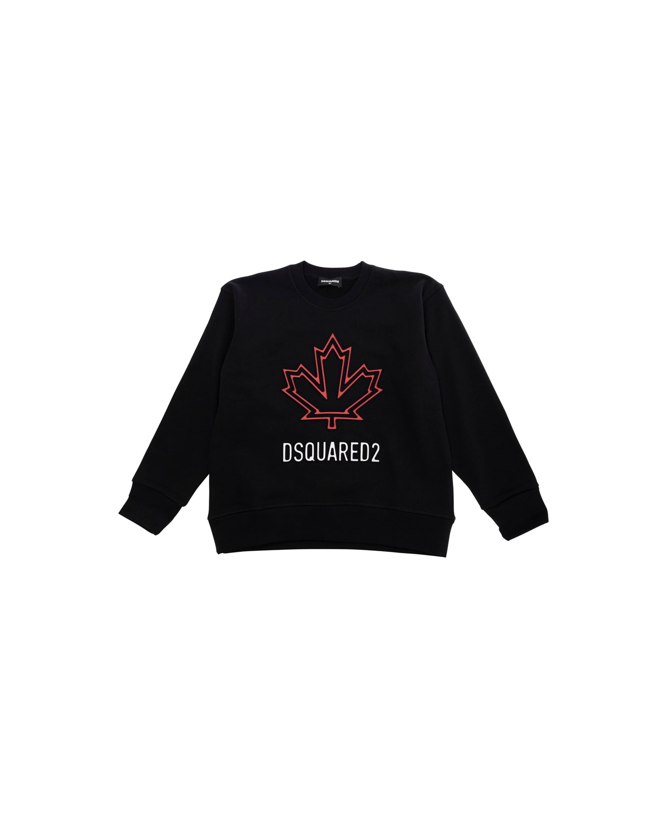 Dsquared2 Black Crewneck T-shirt With Maxi Logo Print On The Front In Cotton Boy - Black