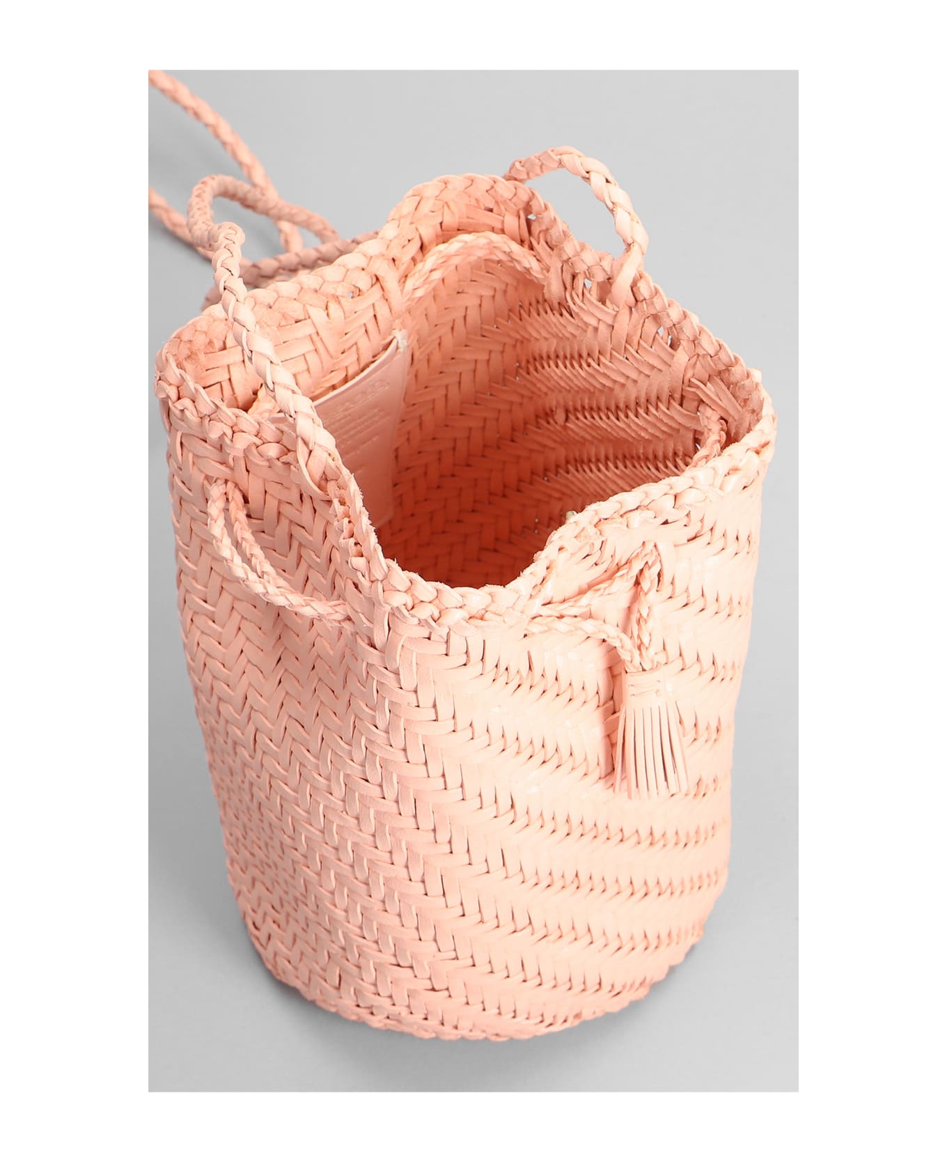 Dragon Diffusion Pompom Double Shoulder Bag In Rose-pink Leather - rose-pink