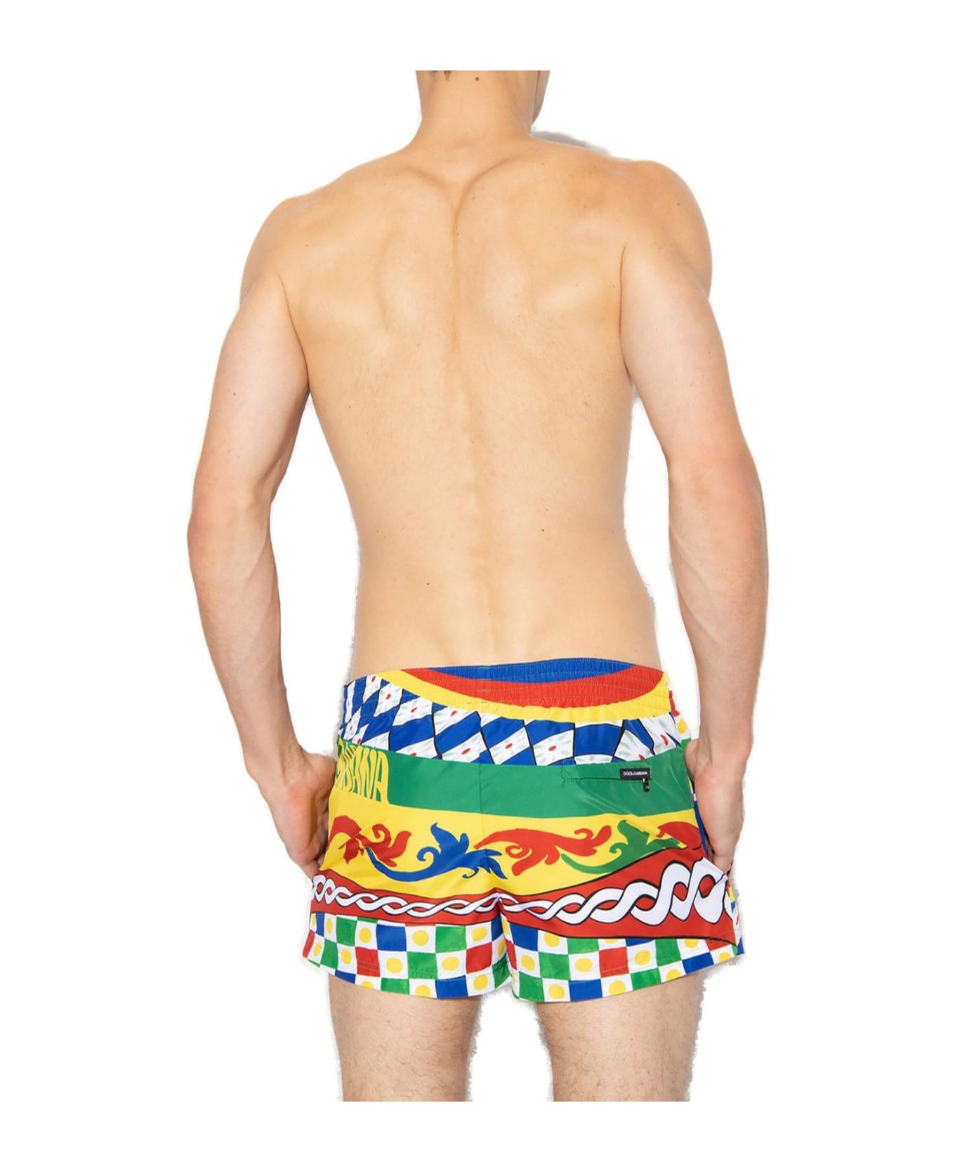 Dolce & Gabbana Abstract-print Drawstring Swim Shorts - Carretto ショートパンツ