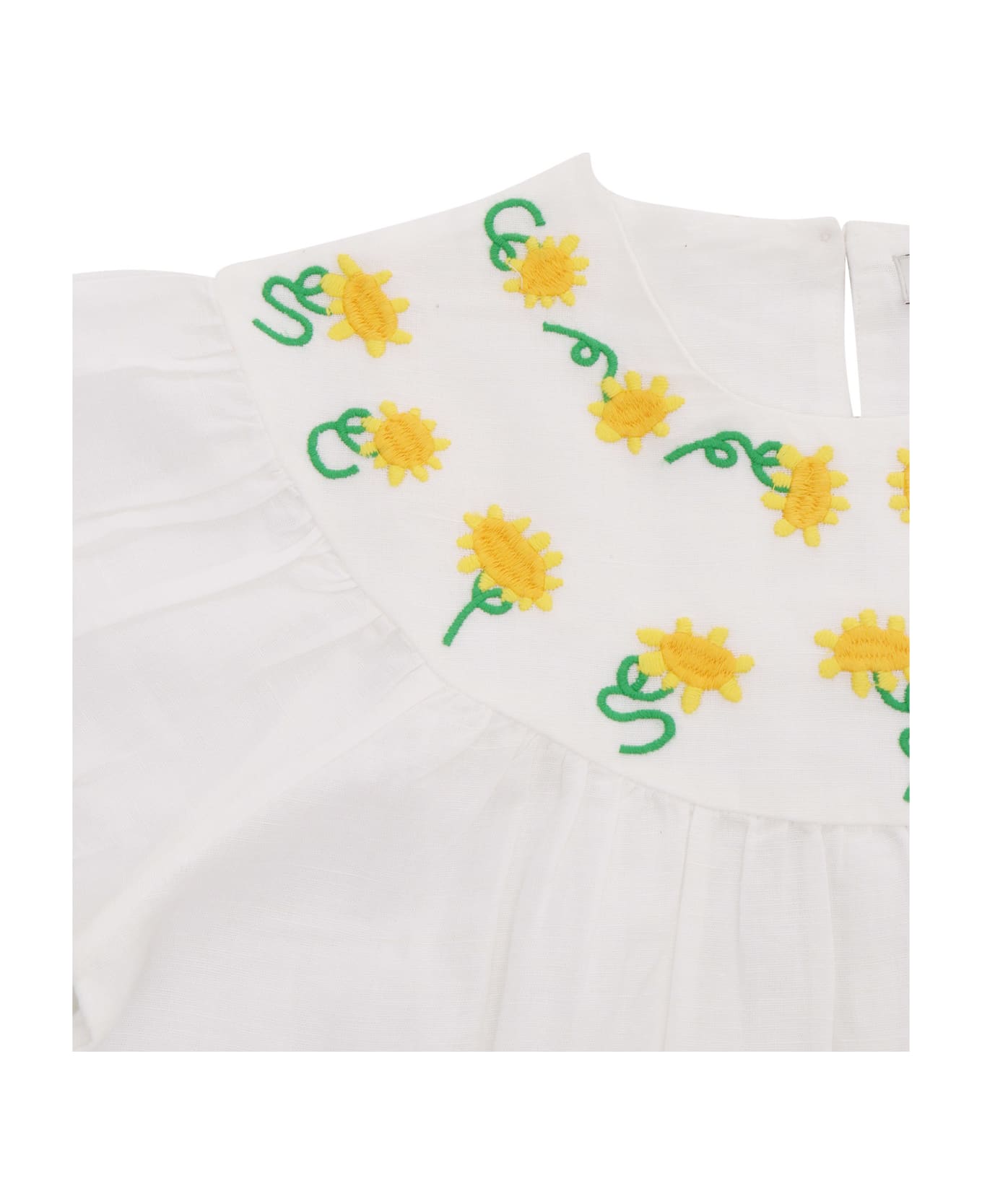 Stella McCartney Kids White Blouse With Flowers - WHITE トップス