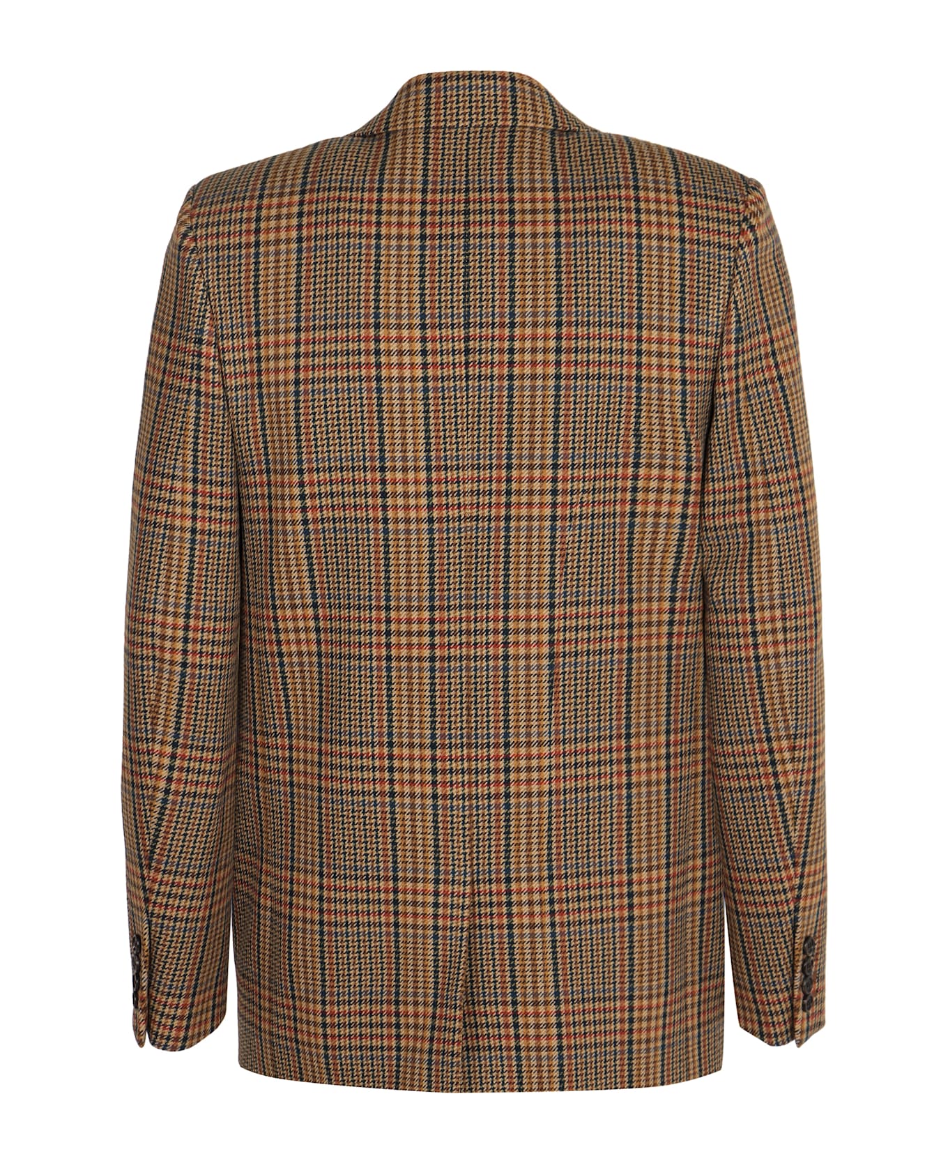 Saint Laurent Prince Of Wales Checked Jacket - Beige