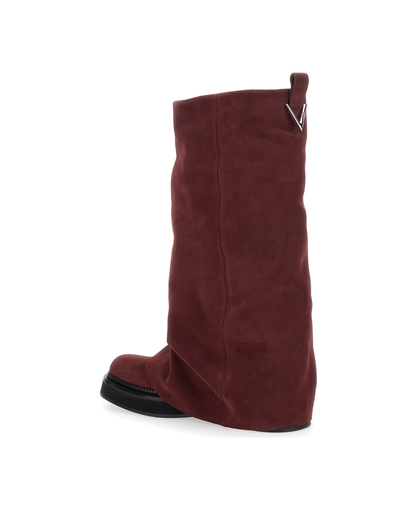 The Attico 'robin' Bordeaux Combat Boots With Pull-on Tab In Suede Woman - Bordeaux