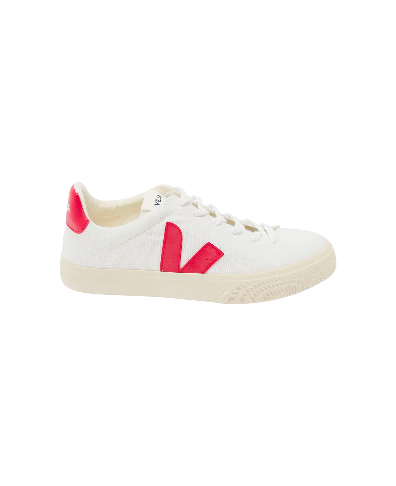 Veja White And Fuchsia Sneakers With Logo Details In Leather Man - White スニーカー