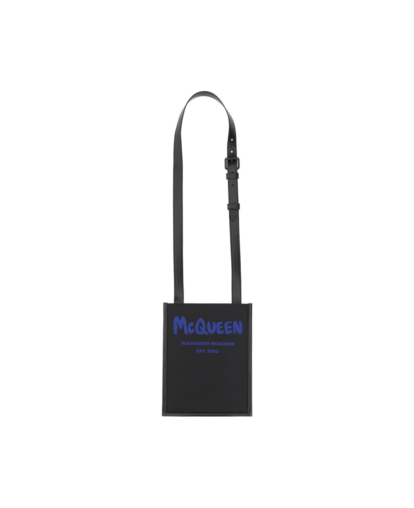 Alexander McQueen Smartphone Bag With Graffiti Logo - BLACK