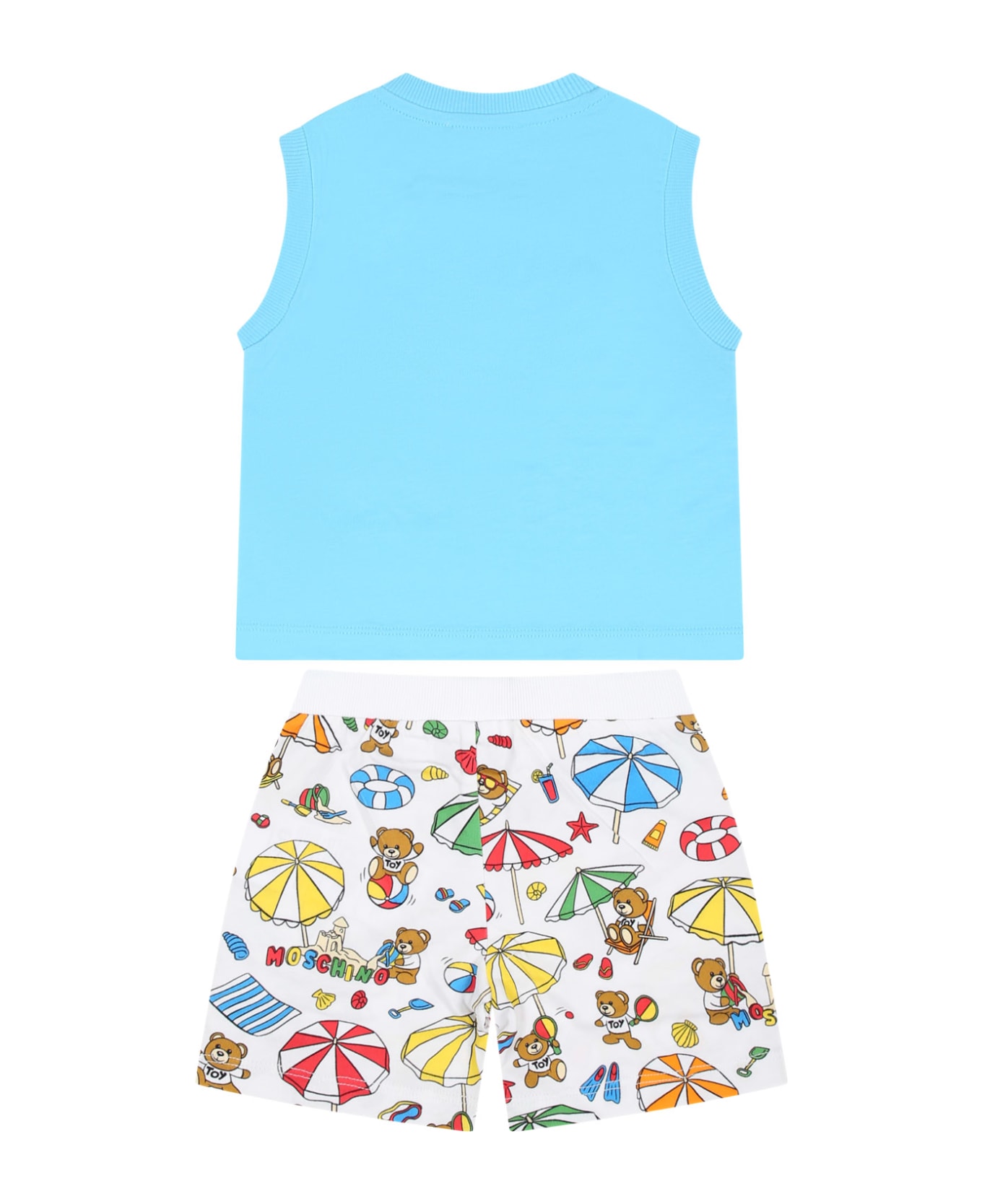 Moschino Sky Blue Sports Suit For Baby Boy With Teddy Bear - Light Blue ボトムス