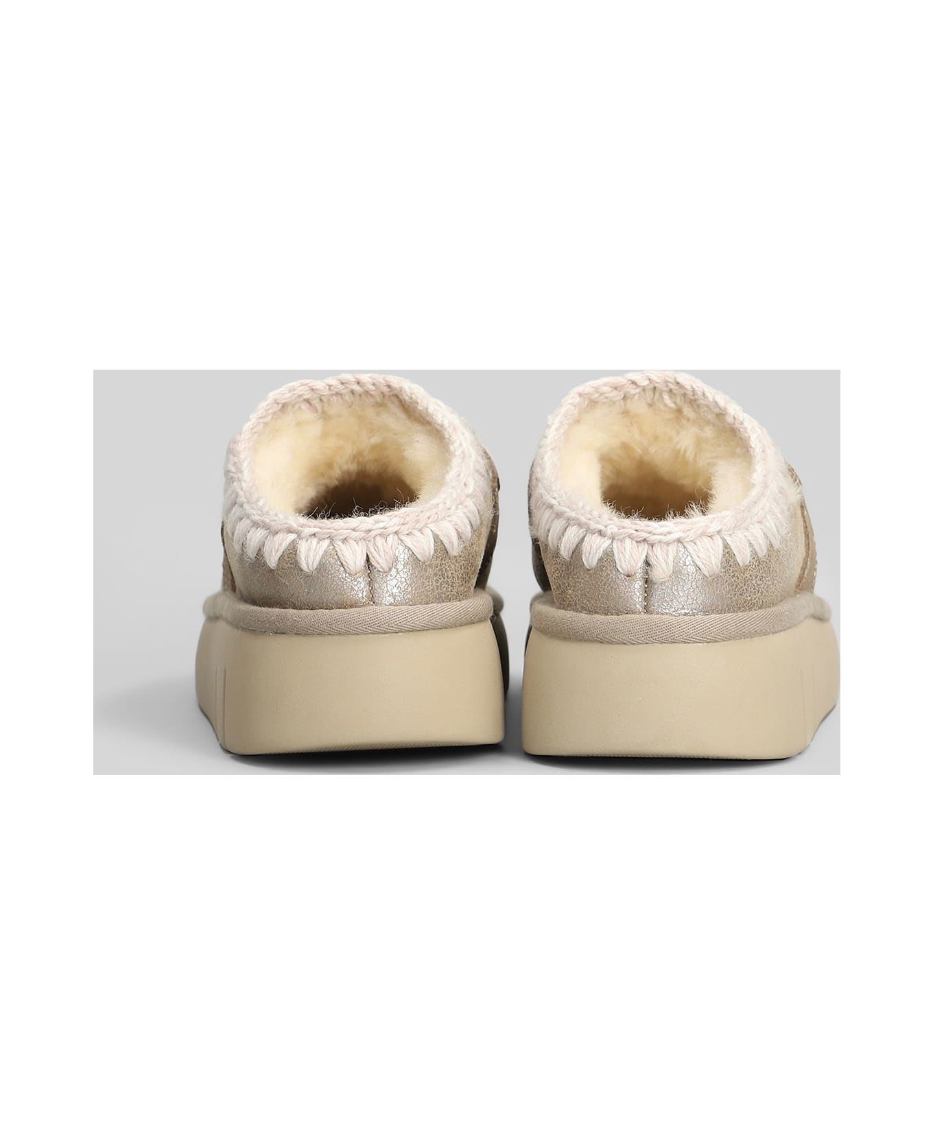 Mou Bounce Clog Slipper-mule In Beige Leather - beige