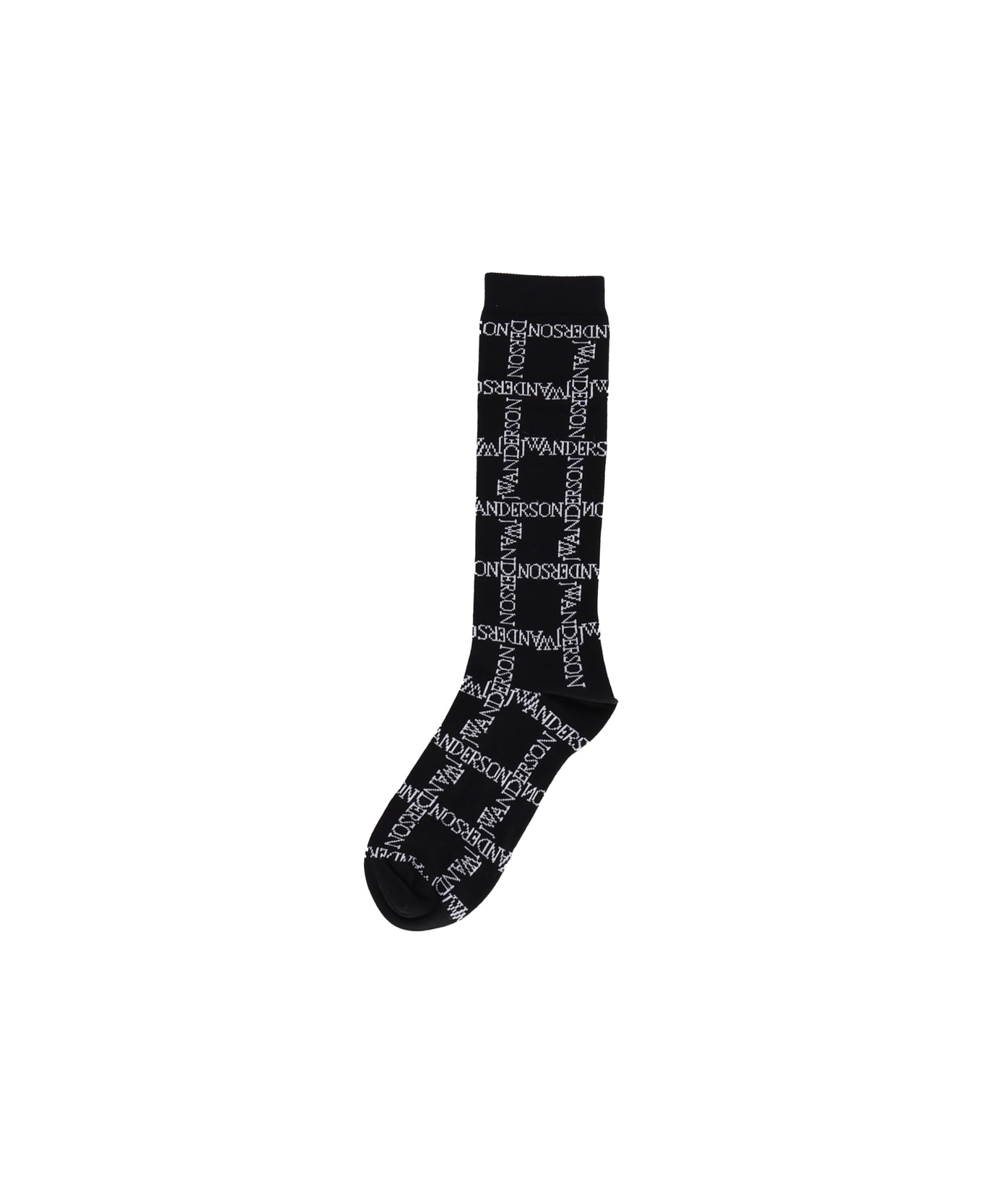 J.W. Anderson Men's Socks With All-over Logo Decoration - Black/white