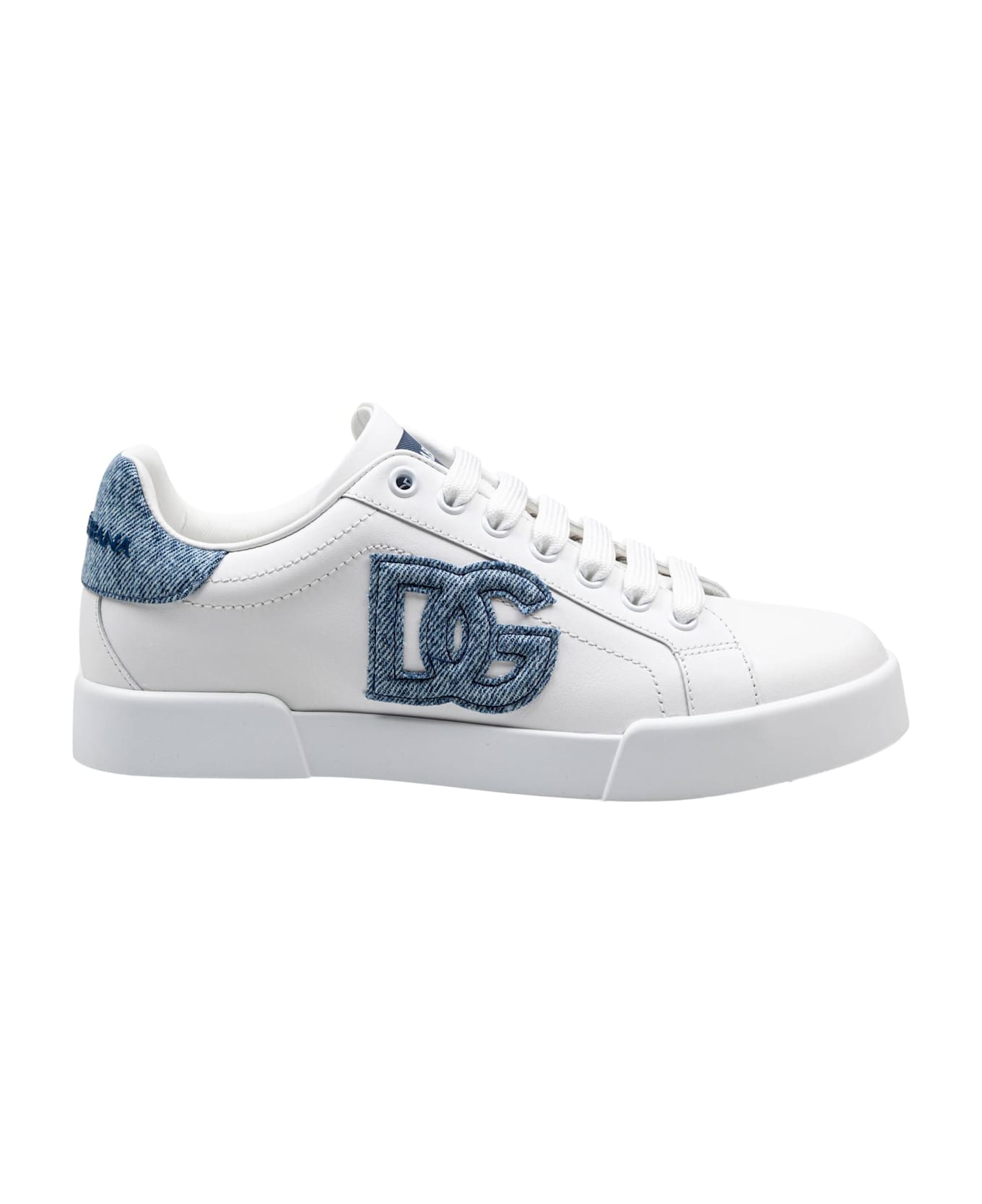 Dolce & Gabbana Portofino Light In Leather White And Light Blue - White / light blue