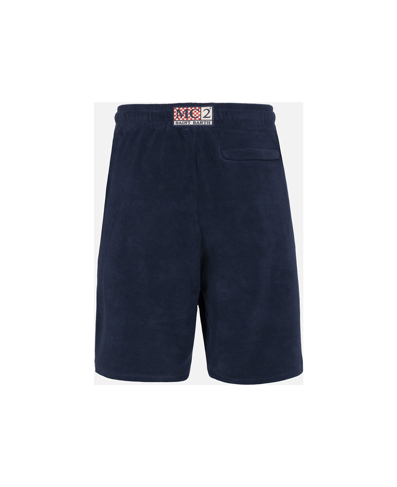 MC2 Saint Barth Man Navy Blue Terry Bermuda Shorts Rande Sponge - BLUE