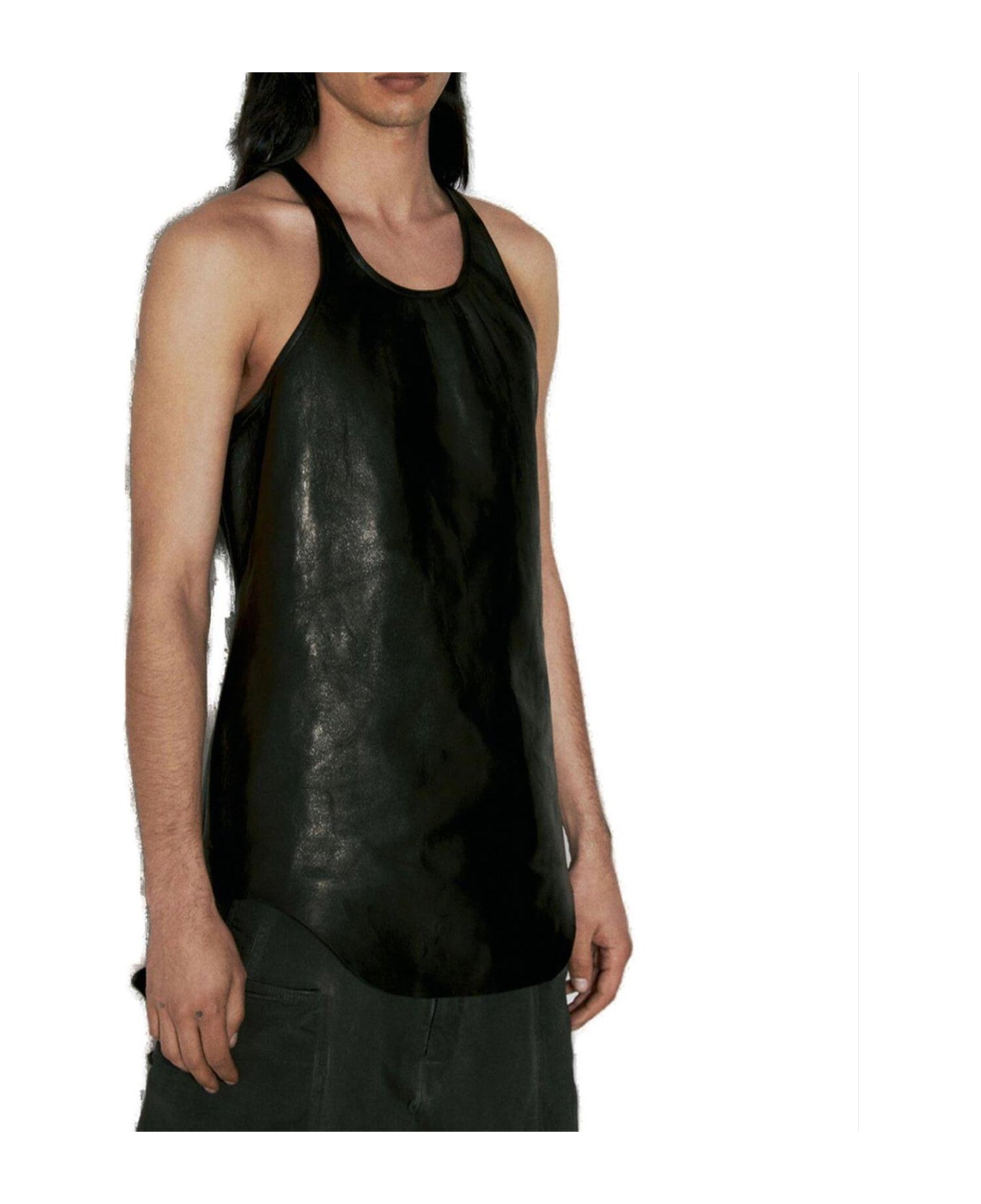 Rick Owens Leather Sleeveless Tank Top - nero