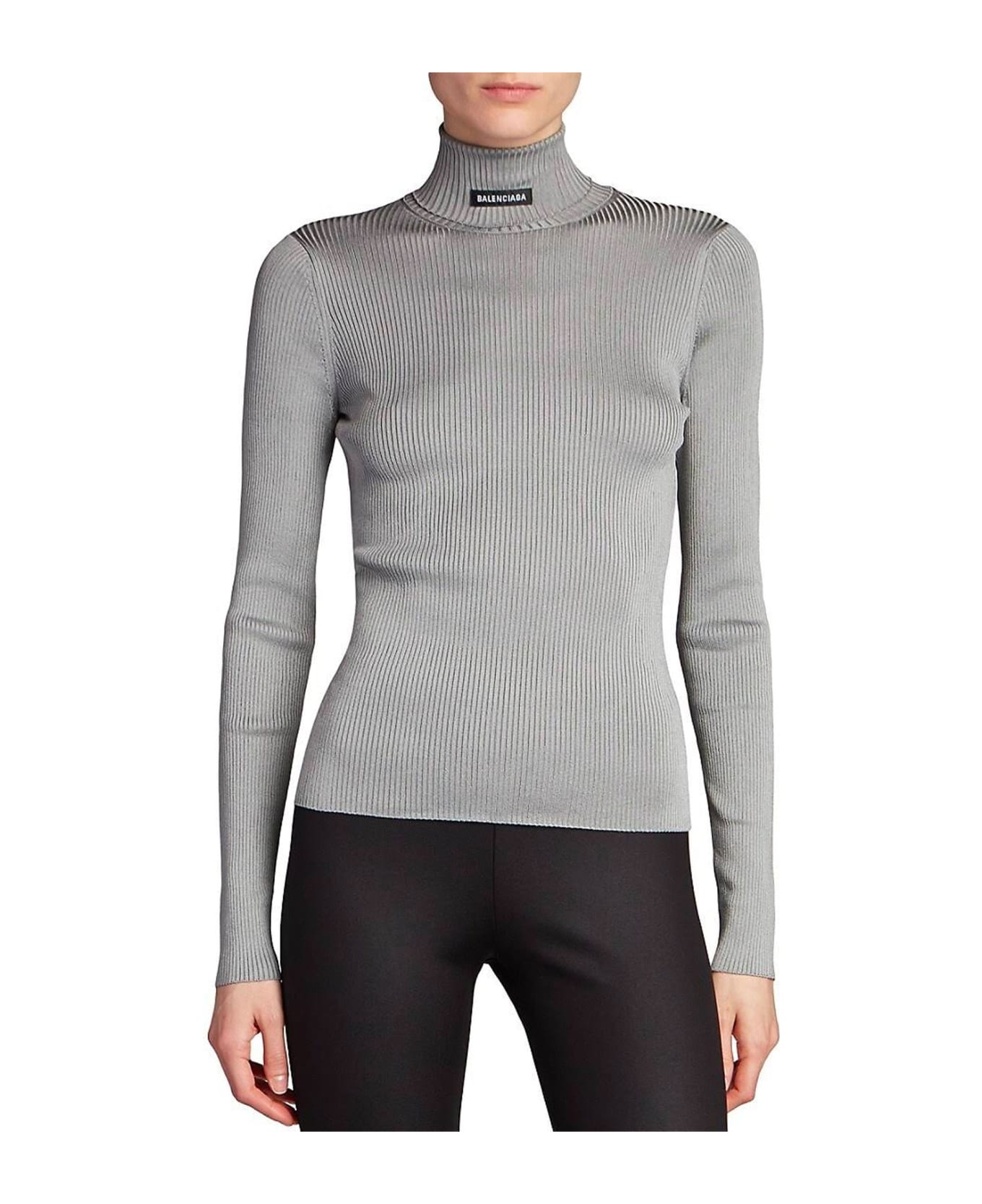 Balenciaga Ribbed Turtleneck Sweater - Gray ニットウェア