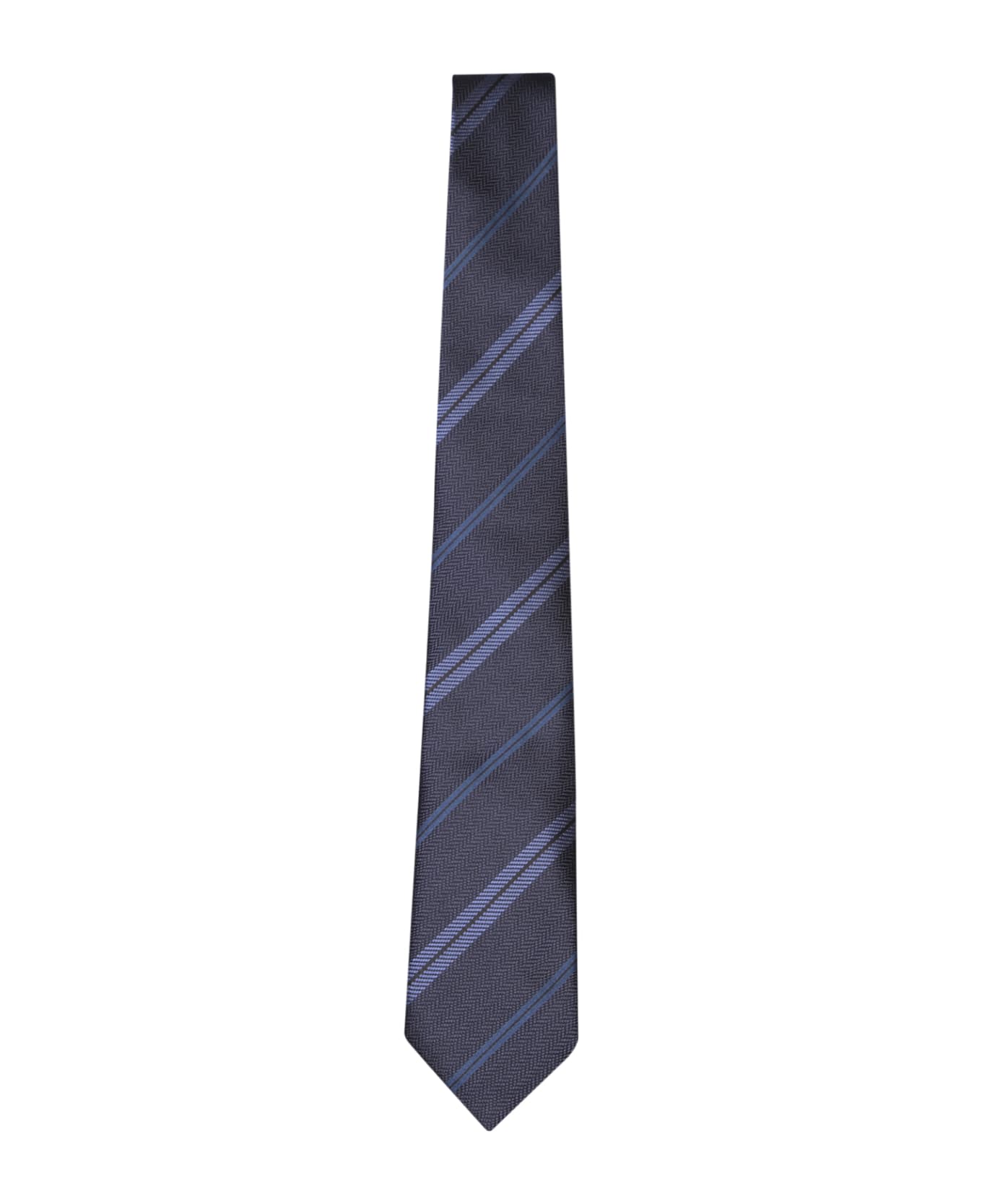 Tom Ford Regimental Patterned Blue Tie - Blue ネクタイ