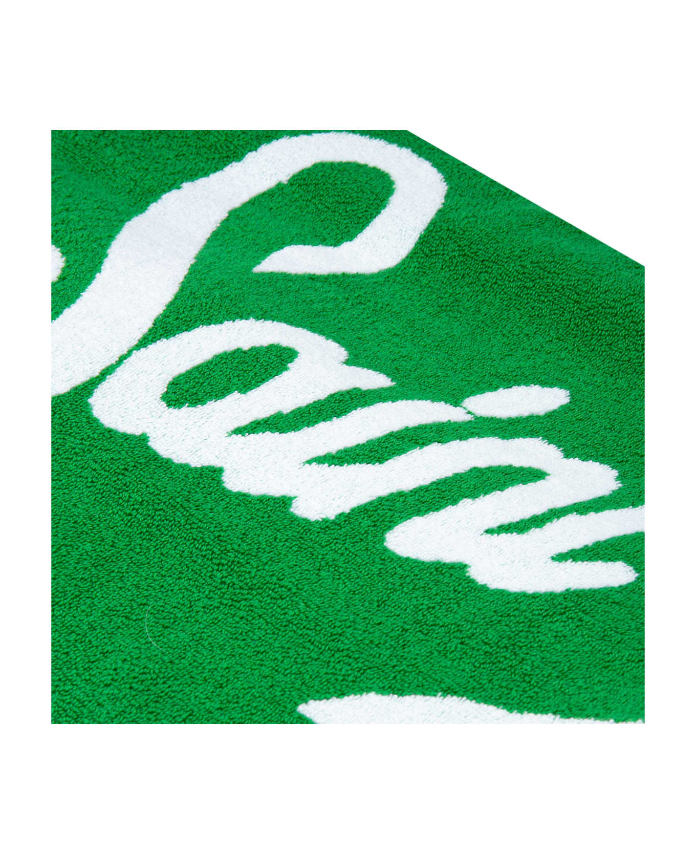 MC2 Saint Barth Soft Terry Beach Towel With Green Frame - WHITE