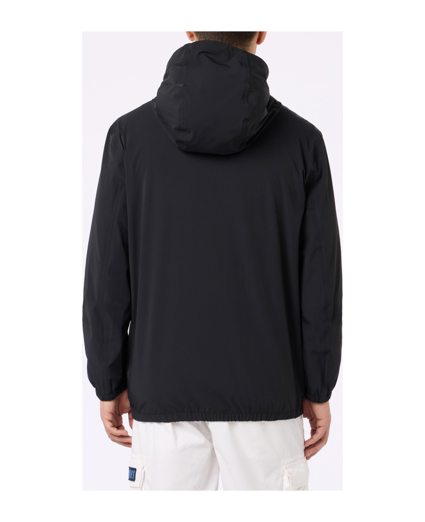 MC2 Saint Barth Man Hooded Lightweight Black Fabric Windbreaker Sloop - BLACK