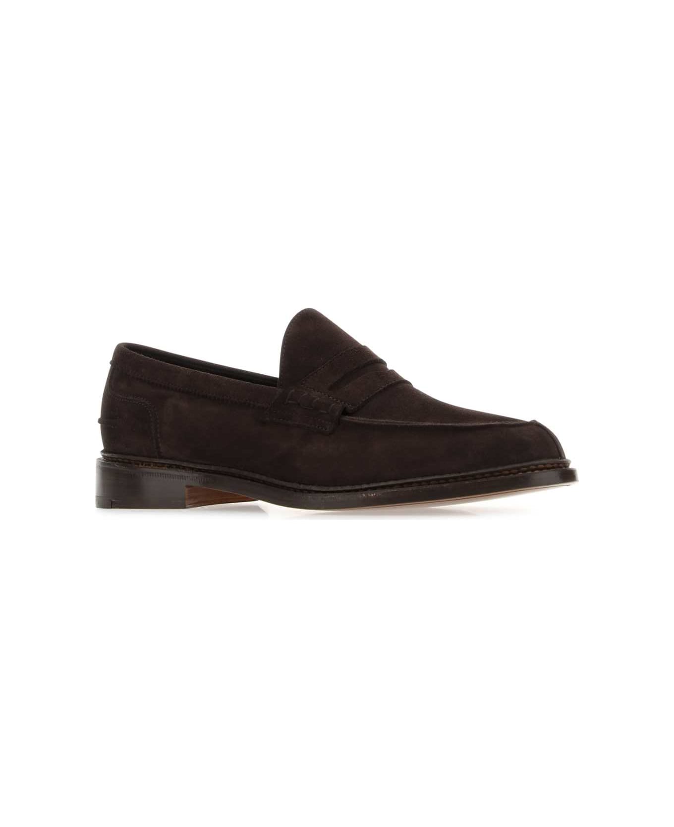Tricker's Brown Suede Adam Loafers - COFFEE