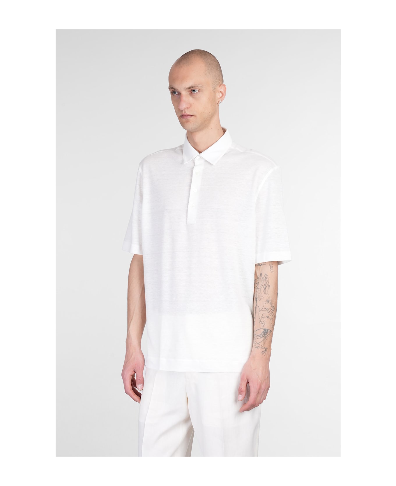 Zegna Polo In Beige Linen - beige