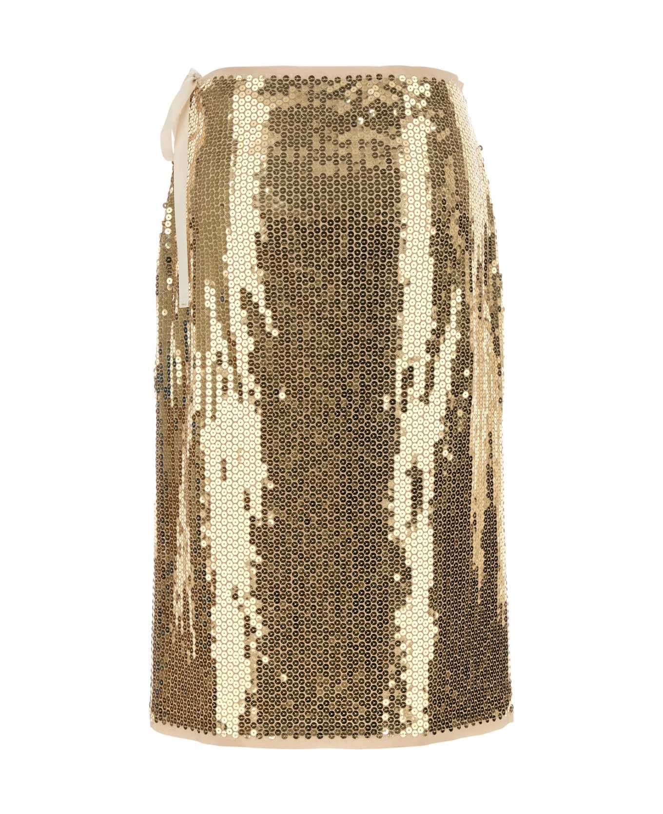 Prada Embellished Mesh Skirt - ORO